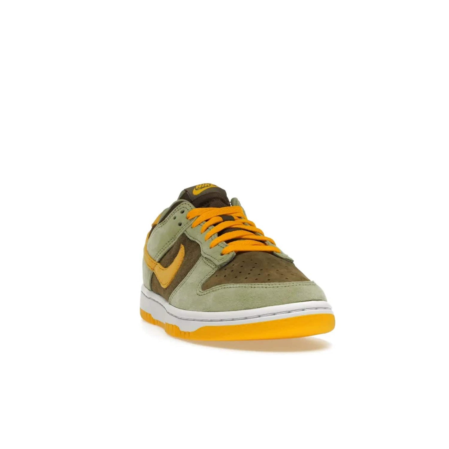 Nike Dunk Low Dusty Olive (2021/2023) - Image 8 - Only at www.BallersClubKickz.com - Nike Dunk Low Dusty Olive brings premium materials and timeless sneaker design to the streets. Pro Gold suede, brown canvas, and Dusty Olive suede upper complete the classic look with a white midsole and Pro Gold outsole. Get the perfect balance of style and comfort with the Nike Dunk Low Dusty Olive.