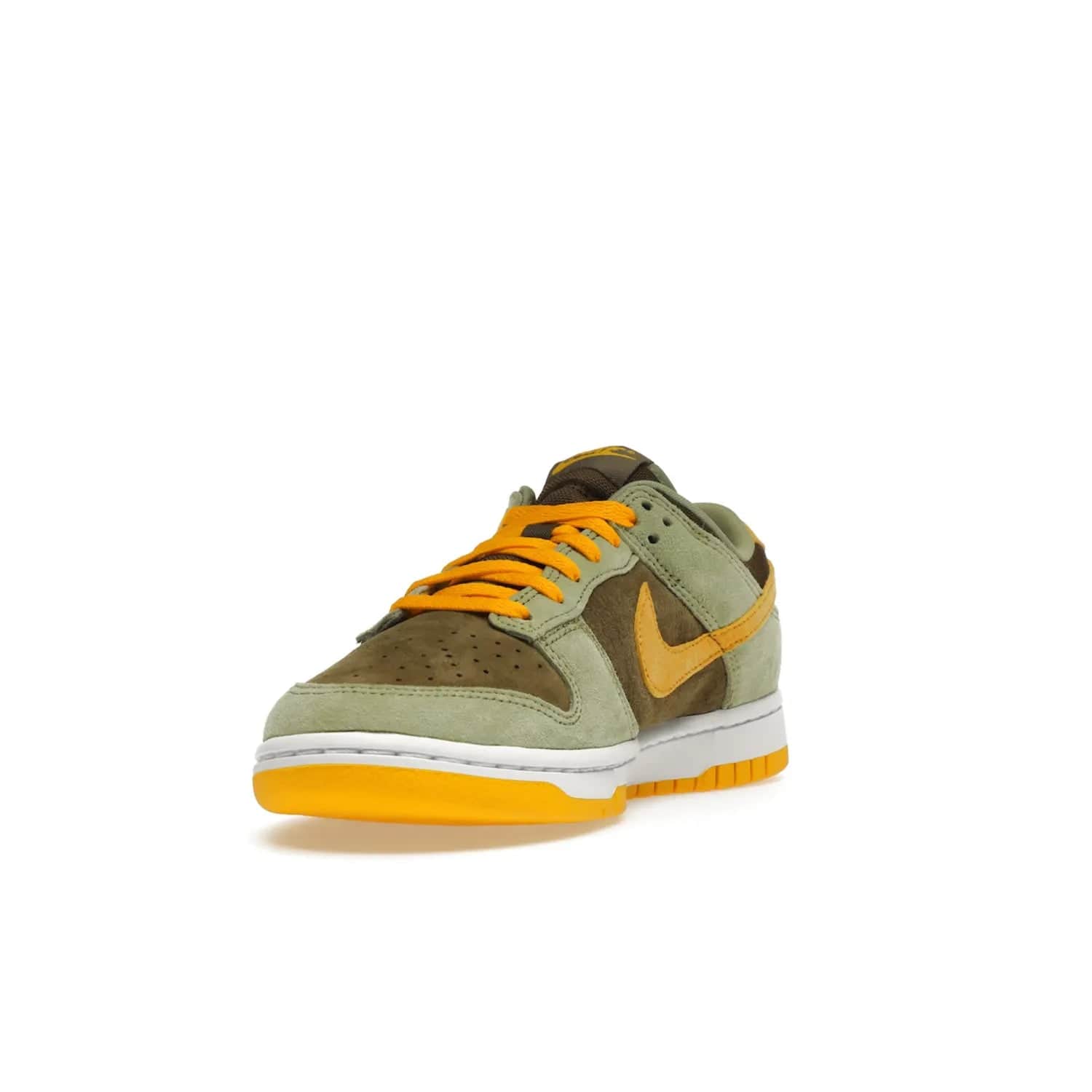 Nike Dunk Low Dusty Olive (2021/2023) - Image 13 - Only at www.BallersClubKickz.com - Nike Dunk Low Dusty Olive brings premium materials and timeless sneaker design to the streets. Pro Gold suede, brown canvas, and Dusty Olive suede upper complete the classic look with a white midsole and Pro Gold outsole. Get the perfect balance of style and comfort with the Nike Dunk Low Dusty Olive.
