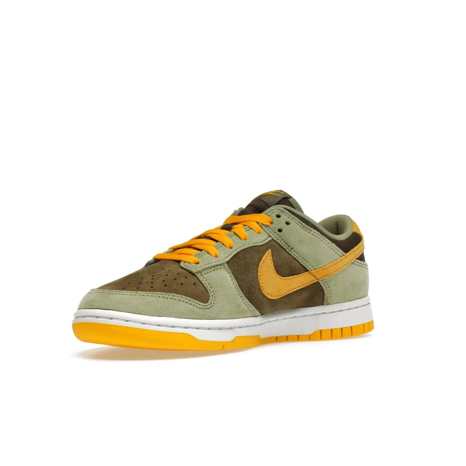 Nike Dunk Low Dusty Olive (2021/2023) - Image 15 - Only at www.BallersClubKickz.com - Nike Dunk Low Dusty Olive brings premium materials and timeless sneaker design to the streets. Pro Gold suede, brown canvas, and Dusty Olive suede upper complete the classic look with a white midsole and Pro Gold outsole. Get the perfect balance of style and comfort with the Nike Dunk Low Dusty Olive.