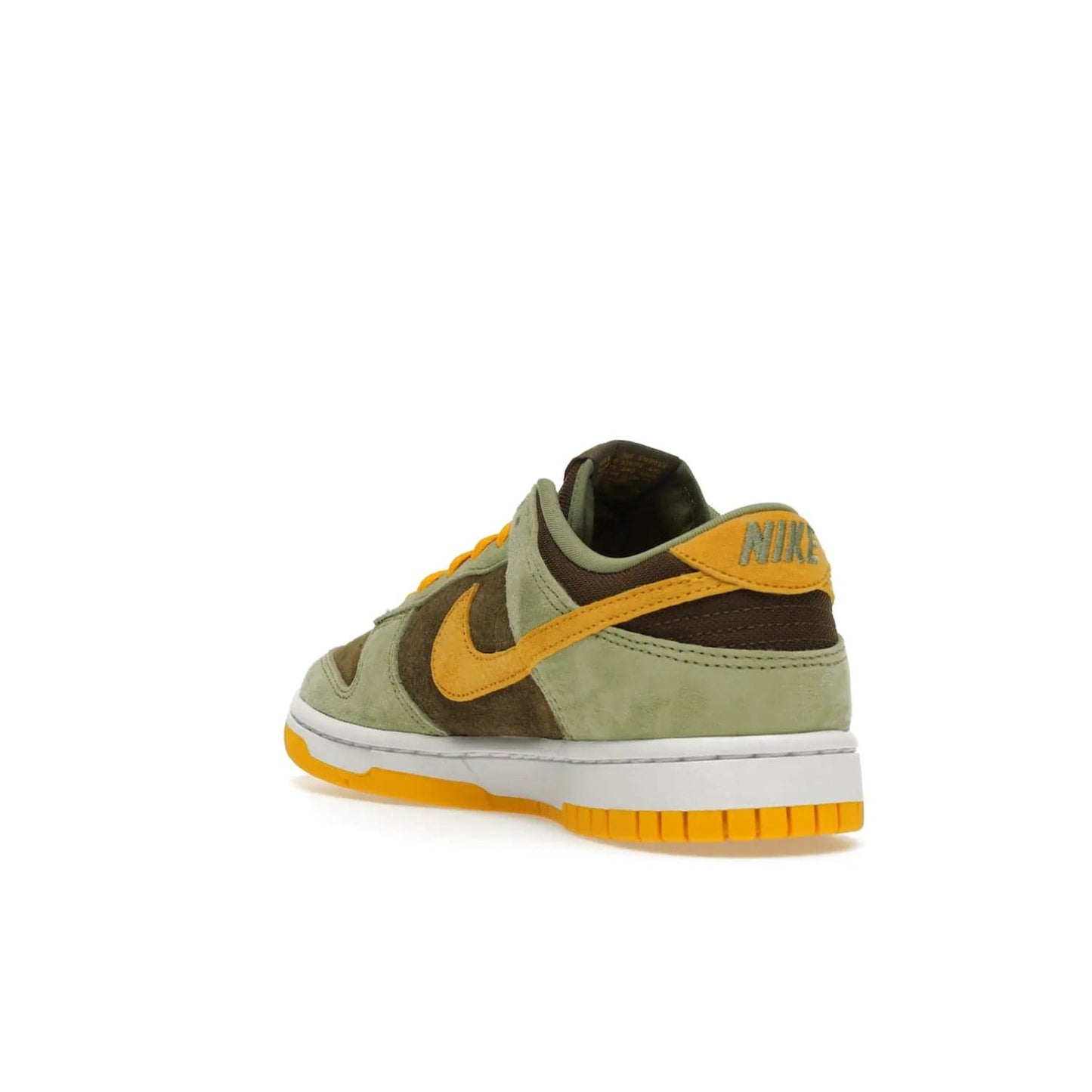 Nike Dunk Low Dusty Olive (2021/2023) - Image 25 - Only at www.BallersClubKickz.com - Nike Dunk Low Dusty Olive brings premium materials and timeless sneaker design to the streets. Pro Gold suede, brown canvas, and Dusty Olive suede upper complete the classic look with a white midsole and Pro Gold outsole. Get the perfect balance of style and comfort with the Nike Dunk Low Dusty Olive.