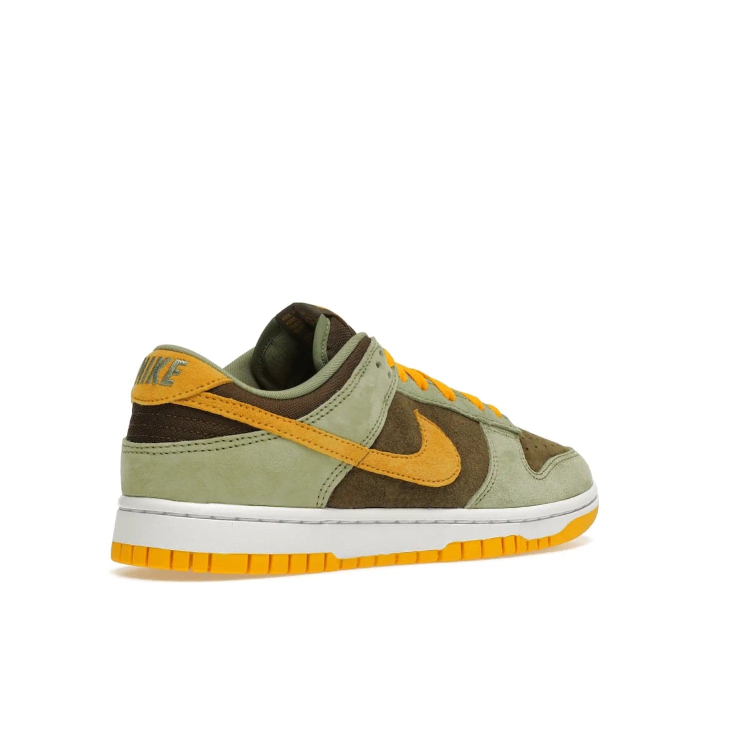 Nike Dunk Low Dusty Olive (2021/2023) - Image 33 - Only at www.BallersClubKickz.com - Nike Dunk Low Dusty Olive brings premium materials and timeless sneaker design to the streets. Pro Gold suede, brown canvas, and Dusty Olive suede upper complete the classic look with a white midsole and Pro Gold outsole. Get the perfect balance of style and comfort with the Nike Dunk Low Dusty Olive.