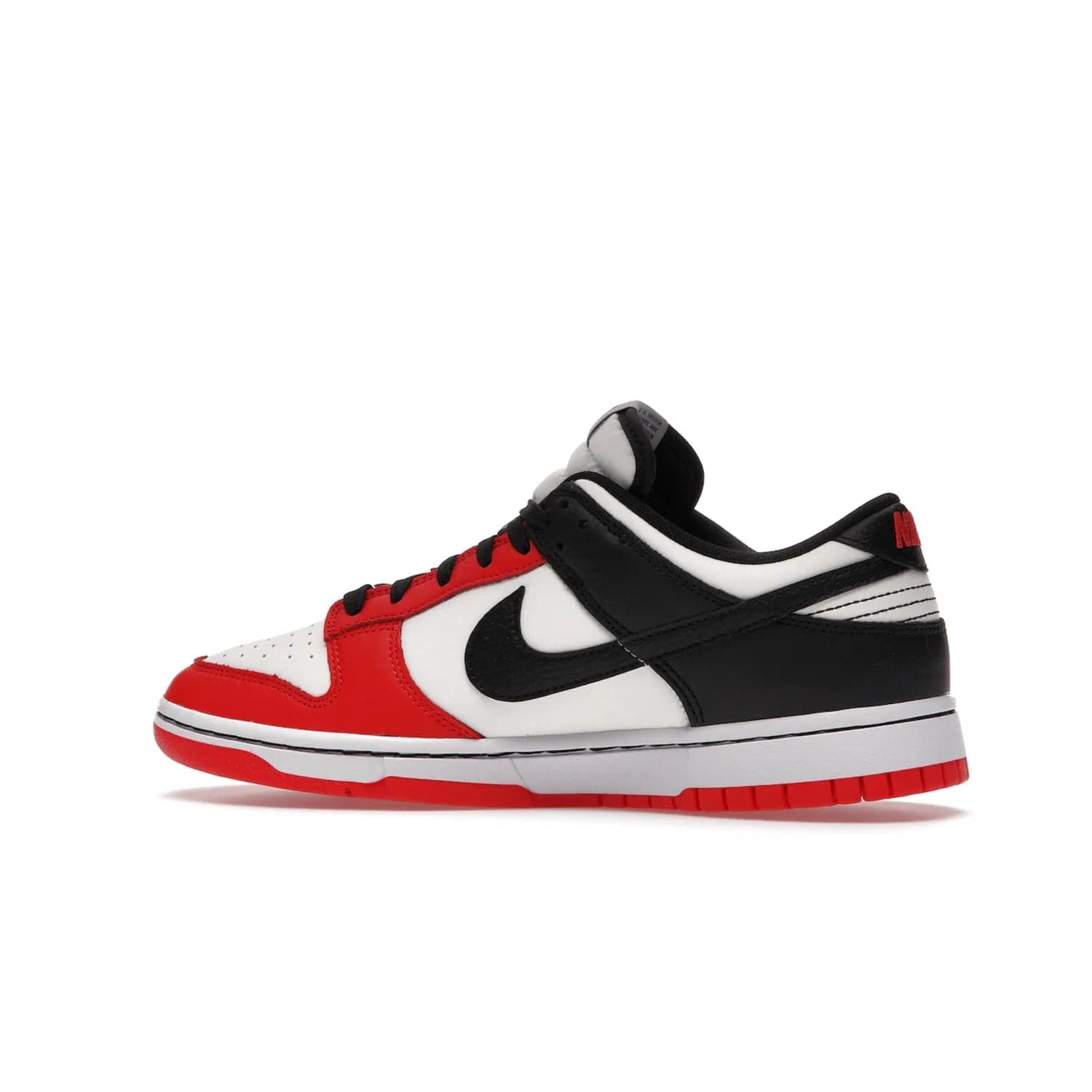 Nike Dunk Low EMB NBA 75th Anniversary Chicago - Image 21 - Only at www.BallersClubKickz.com - The Nike Dunk Low EMB celebrates the NBA's 75th Anniversary with a sleek Sail Leather upper, black overlays and vibrant red accent tones. Finished off with an NBA logo woven tongue tag and a black sole for a monochrome look.