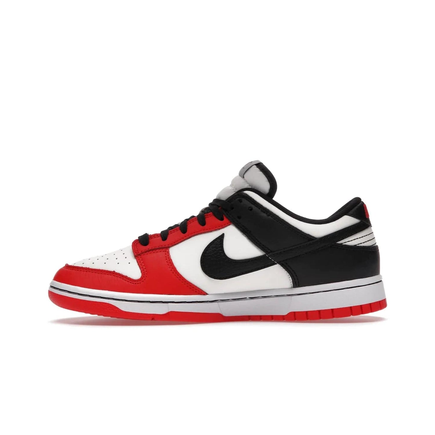 Nike Dunk Low EMB NBA 75th Anniversary Chicago - Image 19 - Only at www.BallersClubKickz.com - The Nike Dunk Low EMB celebrates the NBA's 75th Anniversary with a sleek Sail Leather upper, black overlays and vibrant red accent tones. Finished off with an NBA logo woven tongue tag and a black sole for a monochrome look.