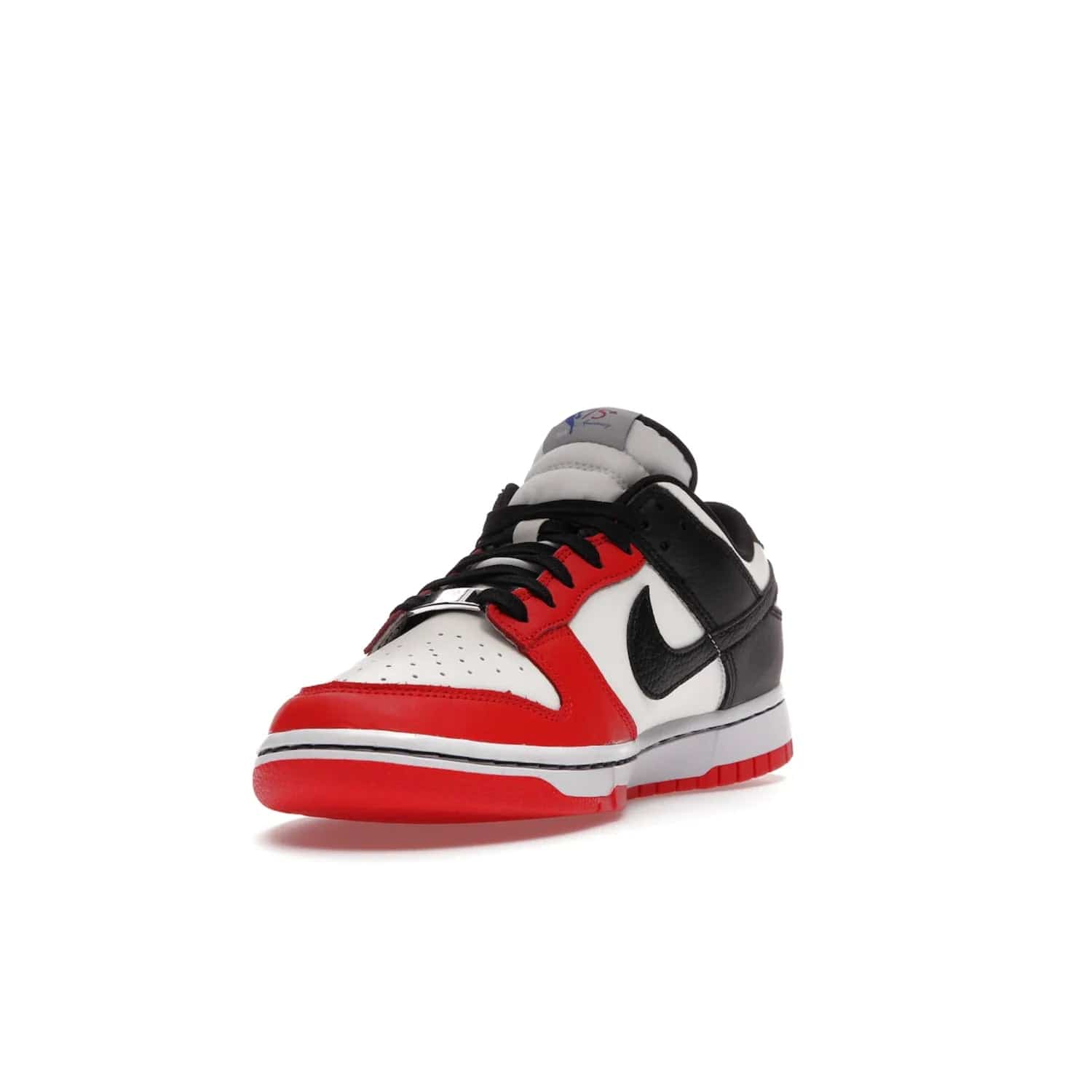 Nike Dunk Low EMB NBA 75th Anniversary Chicago - Image 13 - Only at www.BallersClubKickz.com - The Nike Dunk Low EMB celebrates the NBA's 75th Anniversary with a sleek Sail Leather upper, black overlays and vibrant red accent tones. Finished off with an NBA logo woven tongue tag and a black sole for a monochrome look.