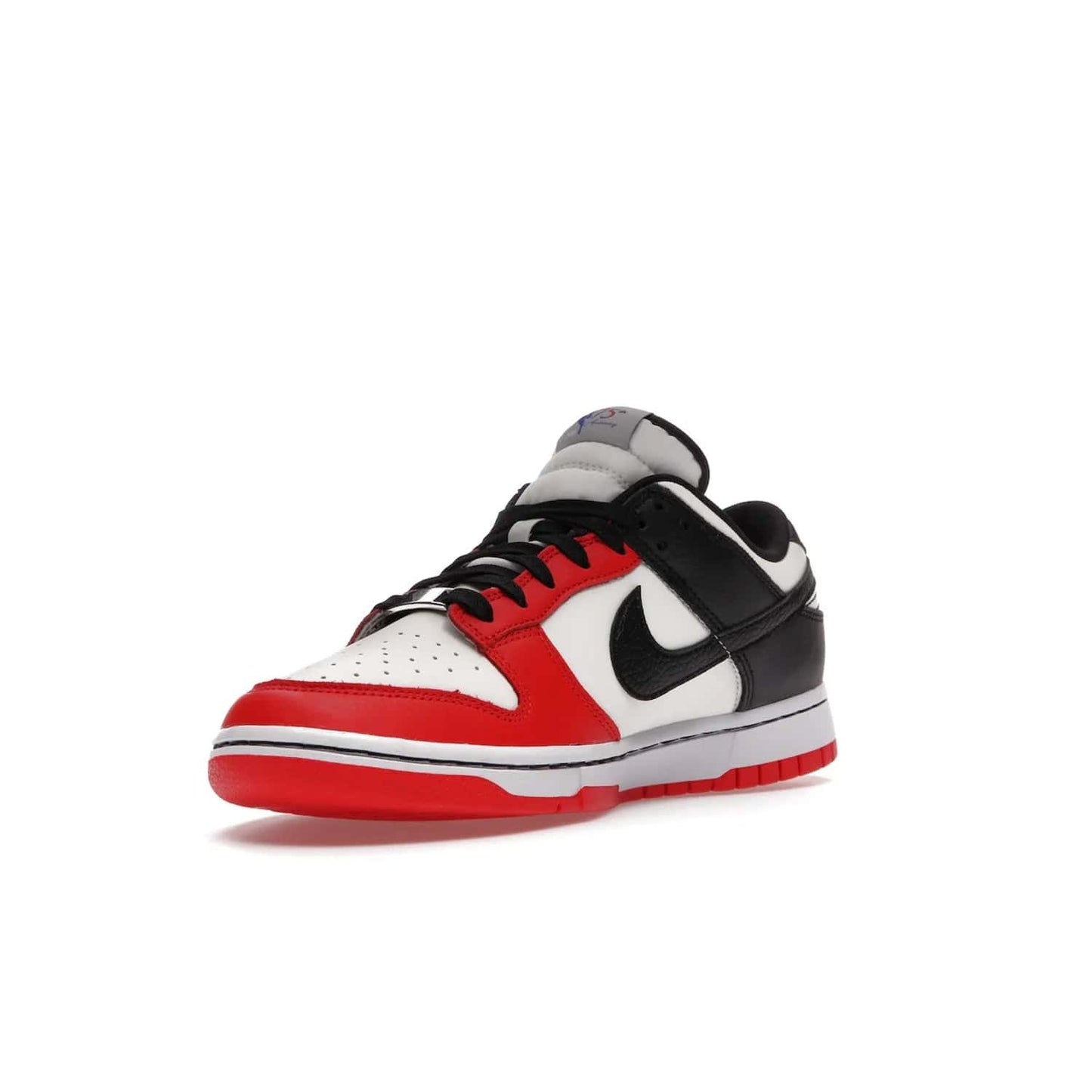 Nike Dunk Low EMB NBA 75th Anniversary Chicago - Image 14 - Only at www.BallersClubKickz.com - The Nike Dunk Low EMB celebrates the NBA's 75th Anniversary with a sleek Sail Leather upper, black overlays and vibrant red accent tones. Finished off with an NBA logo woven tongue tag and a black sole for a monochrome look.