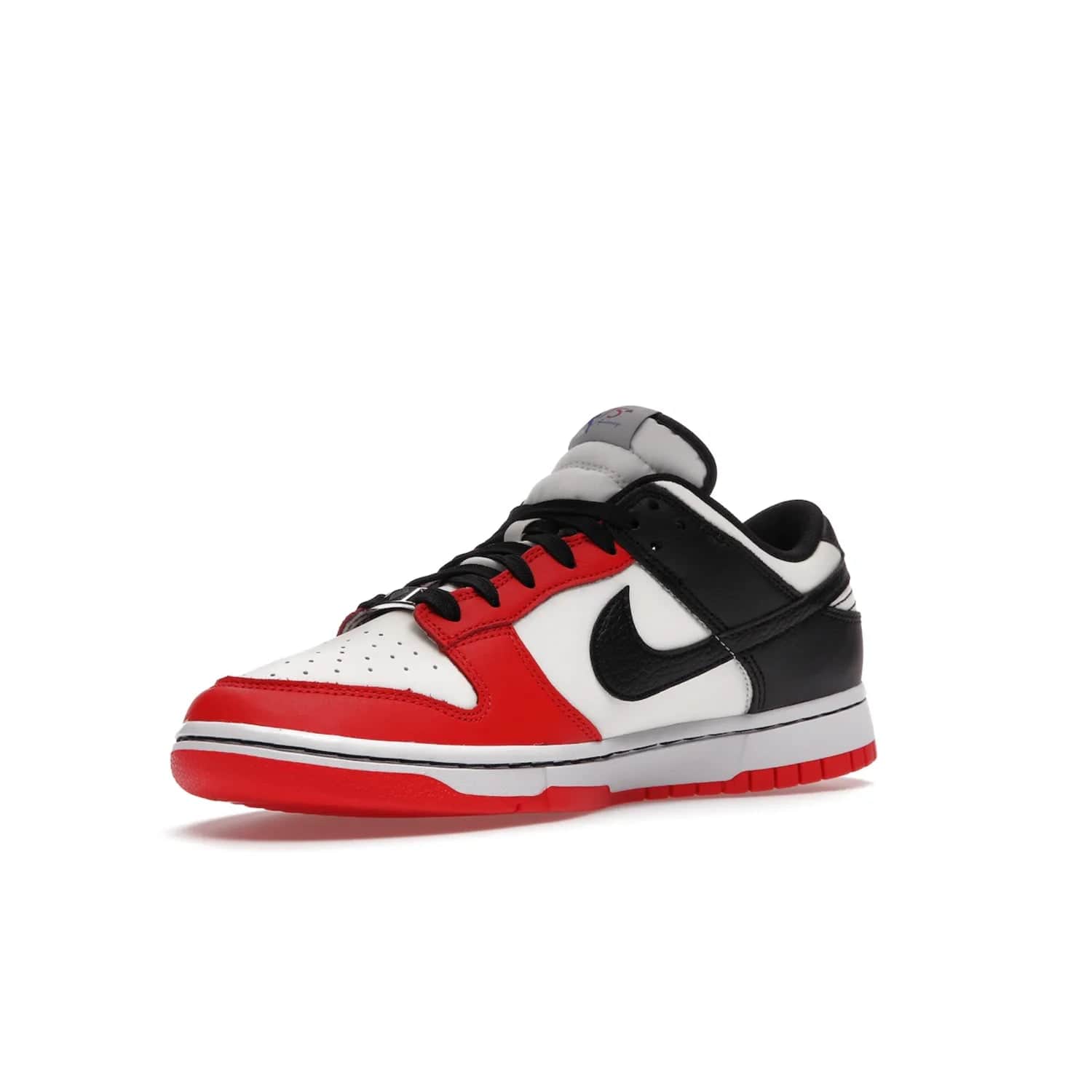 Nike Dunk Low EMB NBA 75th Anniversary Chicago - Image 15 - Only at www.BallersClubKickz.com - The Nike Dunk Low EMB celebrates the NBA's 75th Anniversary with a sleek Sail Leather upper, black overlays and vibrant red accent tones. Finished off with an NBA logo woven tongue tag and a black sole for a monochrome look.