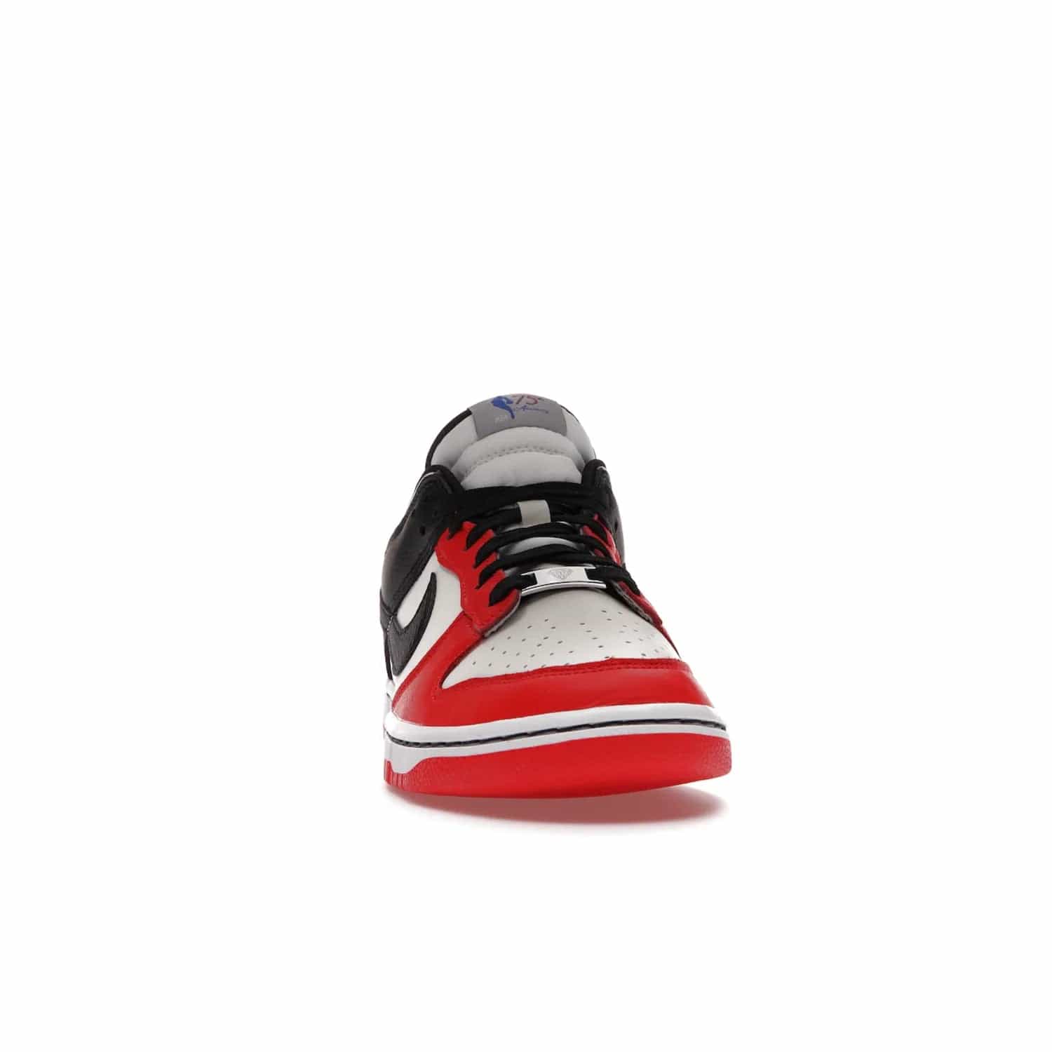 Nike Dunk Low EMB NBA 75th Anniversary Chicago - Image 9 - Only at www.BallersClubKickz.com - The Nike Dunk Low EMB celebrates the NBA's 75th Anniversary with a sleek Sail Leather upper, black overlays and vibrant red accent tones. Finished off with an NBA logo woven tongue tag and a black sole for a monochrome look.