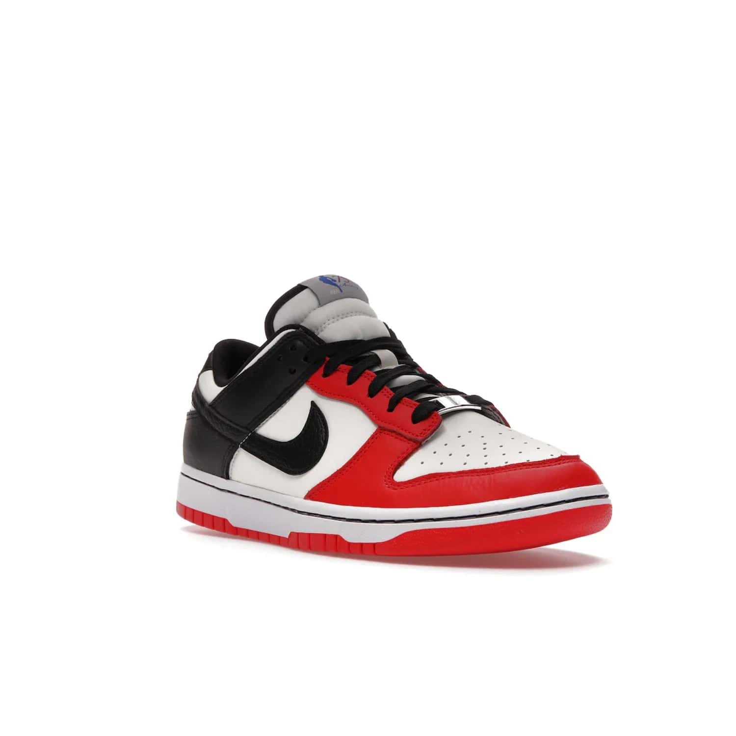 Nike Dunk Low EMB NBA 75th Anniversary Chicago - Image 6 - Only at www.BallersClubKickz.com - The Nike Dunk Low EMB celebrates the NBA's 75th Anniversary with a sleek Sail Leather upper, black overlays and vibrant red accent tones. Finished off with an NBA logo woven tongue tag and a black sole for a monochrome look.