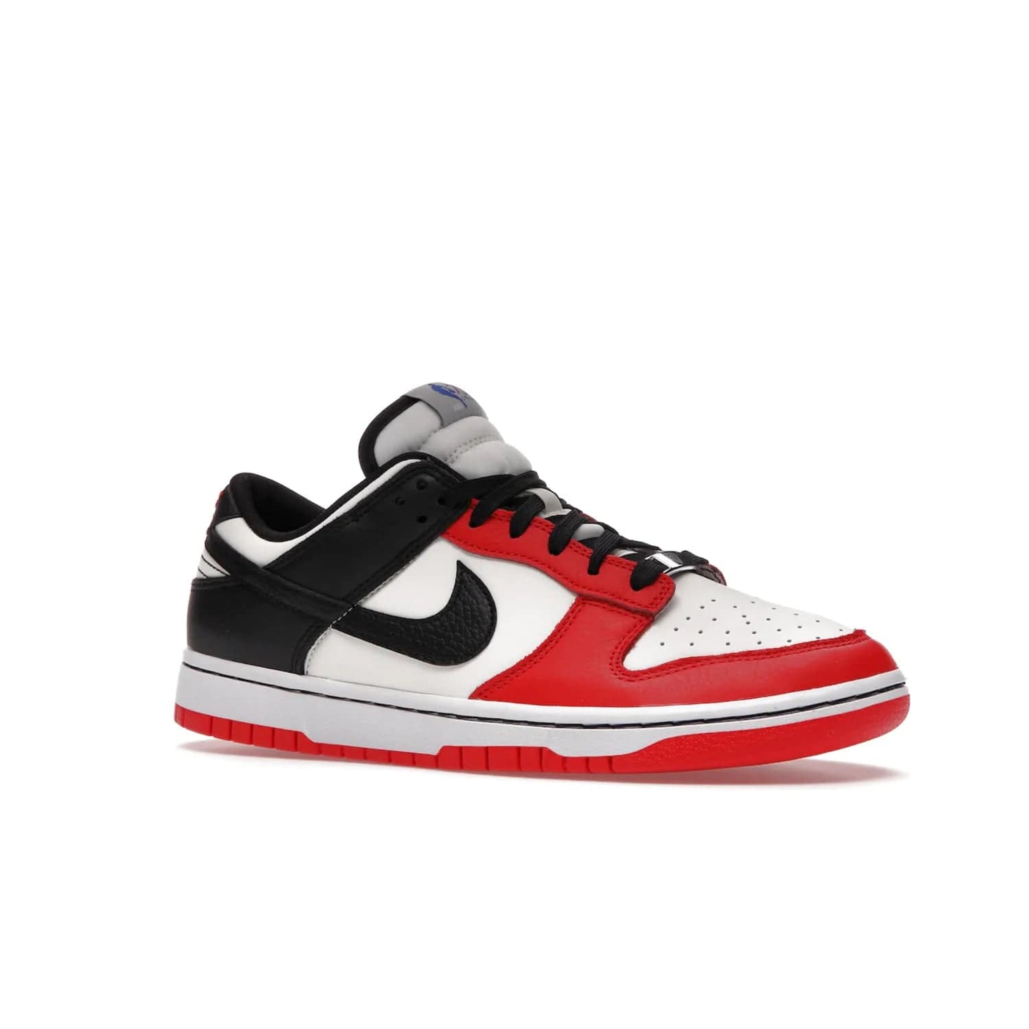 Nike Dunk Low EMB NBA 75th Anniversary Chicago - Image 4 - Only at www.BallersClubKickz.com - The Nike Dunk Low EMB celebrates the NBA's 75th Anniversary with a sleek Sail Leather upper, black overlays and vibrant red accent tones. Finished off with an NBA logo woven tongue tag and a black sole for a monochrome look.