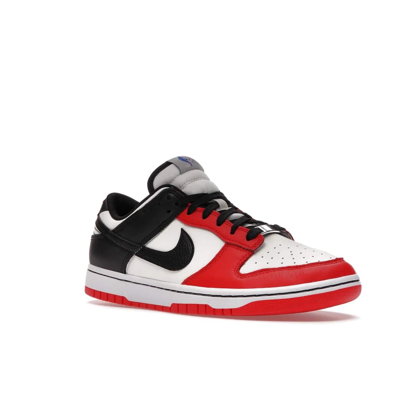 Nike Dunk Low EMB NBA 75th Anniversary Chicago - Image 5 - Only at www.BallersClubKickz.com - The Nike Dunk Low EMB celebrates the NBA's 75th Anniversary with a sleek Sail Leather upper, black overlays and vibrant red accent tones. Finished off with an NBA logo woven tongue tag and a black sole for a monochrome look.