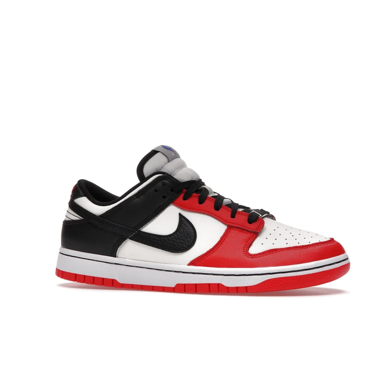 Nike Dunk Low EMB NBA 75th Anniversary Chicago - Image 3 - Only at www.BallersClubKickz.com - The Nike Dunk Low EMB celebrates the NBA's 75th Anniversary with a sleek Sail Leather upper, black overlays and vibrant red accent tones. Finished off with an NBA logo woven tongue tag and a black sole for a monochrome look.