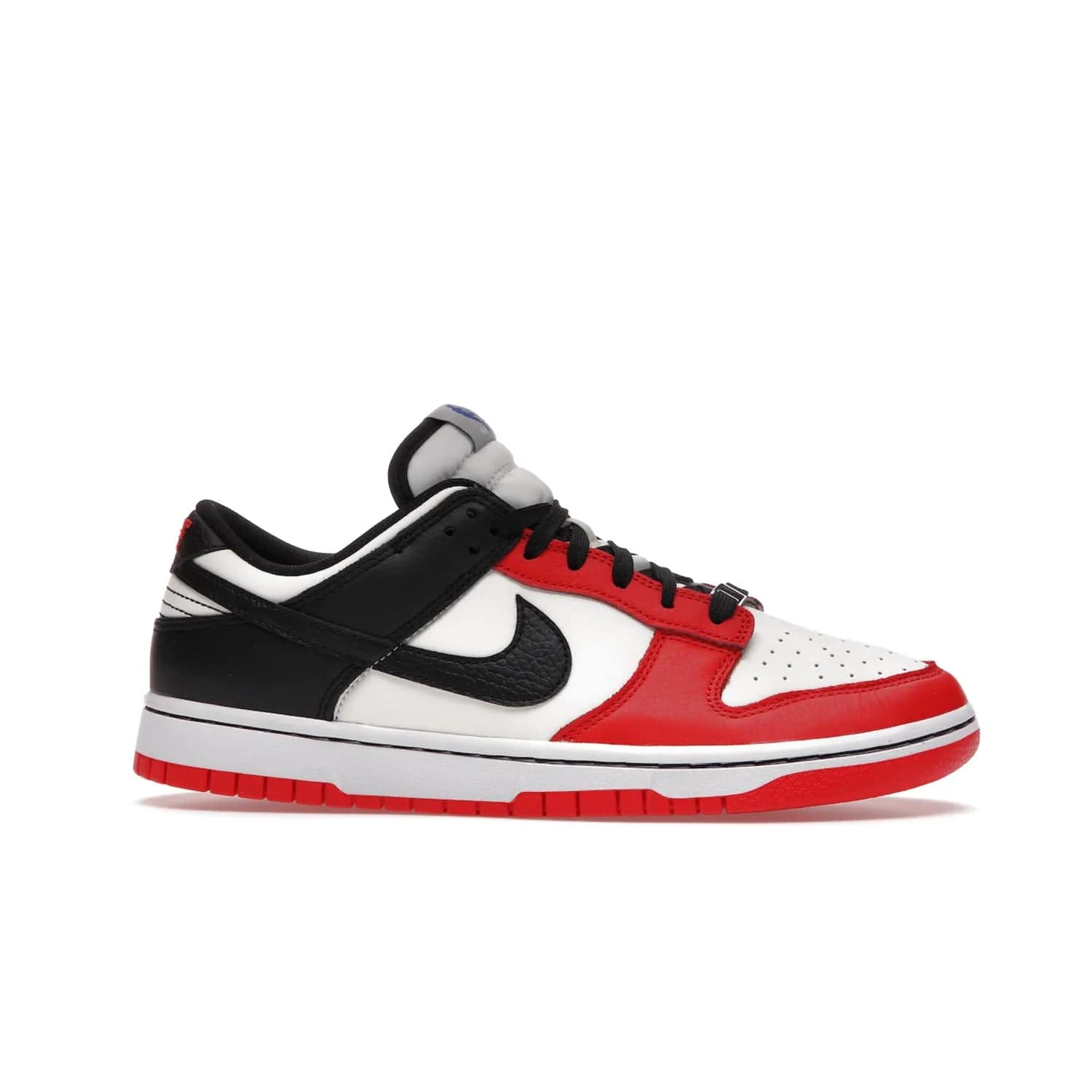 Nike Dunk Low EMB NBA 75th Anniversary Chicago - Image 2 - Only at www.BallersClubKickz.com - The Nike Dunk Low EMB celebrates the NBA's 75th Anniversary with a sleek Sail Leather upper, black overlays and vibrant red accent tones. Finished off with an NBA logo woven tongue tag and a black sole for a monochrome look.