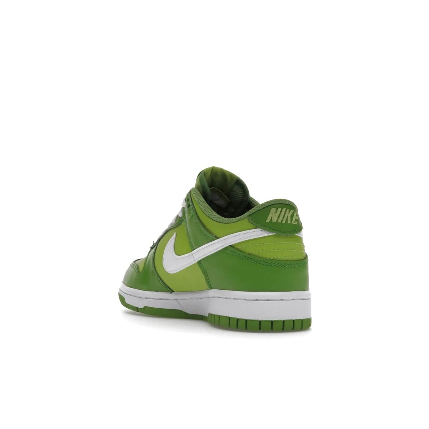 Nike Dunk Low Chlorophyll (GS) - Image 25 - Only at www.BallersClubKickz.com - Grade schoolers release the Nike Dunk Low Chlorophyll (GS) featuring a vivid green leather base with chlorophyll green overlays, plus Nike branding in chlorophyll green. White midsole and outsole complete the design. Released Jan 2022.