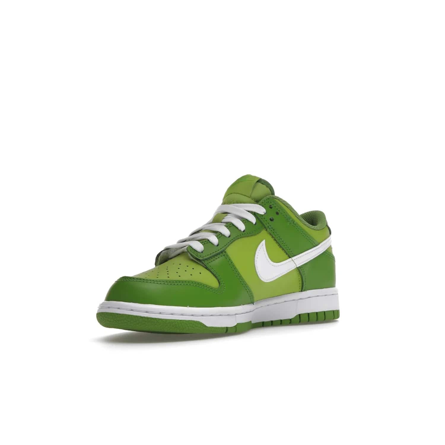 Nike Dunk Low Chlorophyll (GS) - Image 14 - Only at www.BallersClubKickz.com - Grade schoolers release the Nike Dunk Low Chlorophyll (GS) featuring a vivid green leather base with chlorophyll green overlays, plus Nike branding in chlorophyll green. White midsole and outsole complete the design. Released Jan 2022.