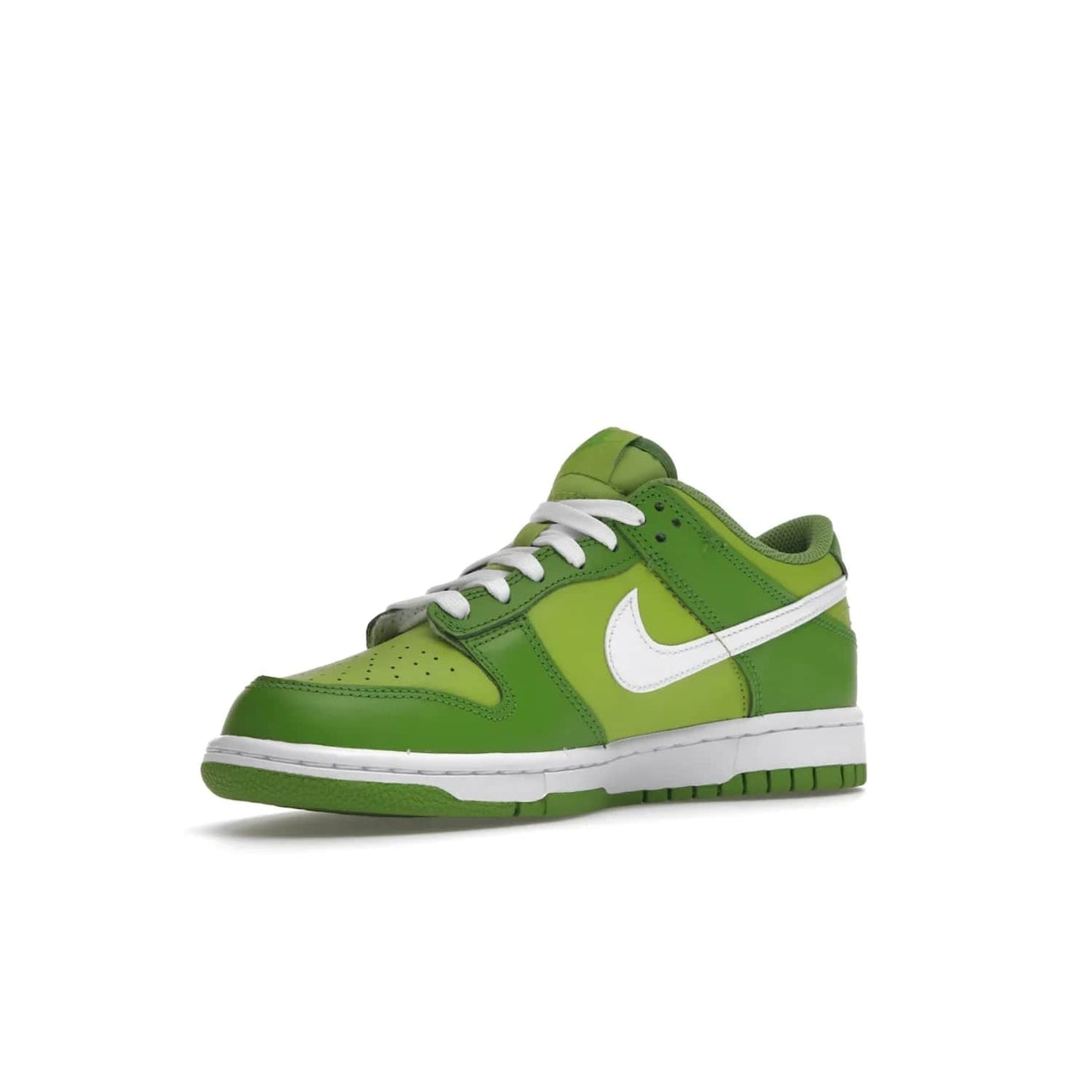 Nike Dunk Low Chlorophyll (GS) - Image 15 - Only at www.BallersClubKickz.com - Grade schoolers release the Nike Dunk Low Chlorophyll (GS) featuring a vivid green leather base with chlorophyll green overlays, plus Nike branding in chlorophyll green. White midsole and outsole complete the design. Released Jan 2022.