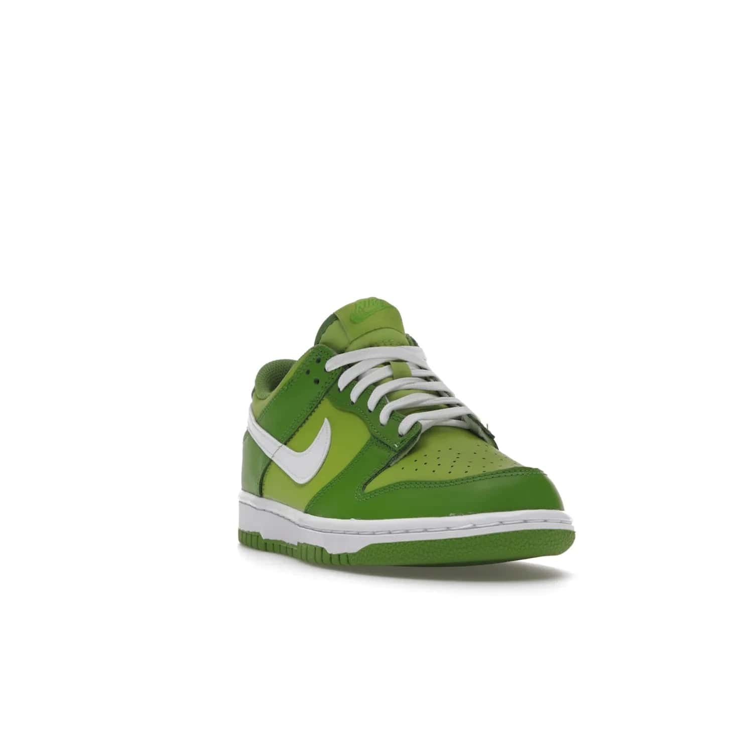 Nike Dunk Low Chlorophyll (GS) - Image 7 - Only at www.BallersClubKickz.com - Grade schoolers release the Nike Dunk Low Chlorophyll (GS) featuring a vivid green leather base with chlorophyll green overlays, plus Nike branding in chlorophyll green. White midsole and outsole complete the design. Released Jan 2022.
