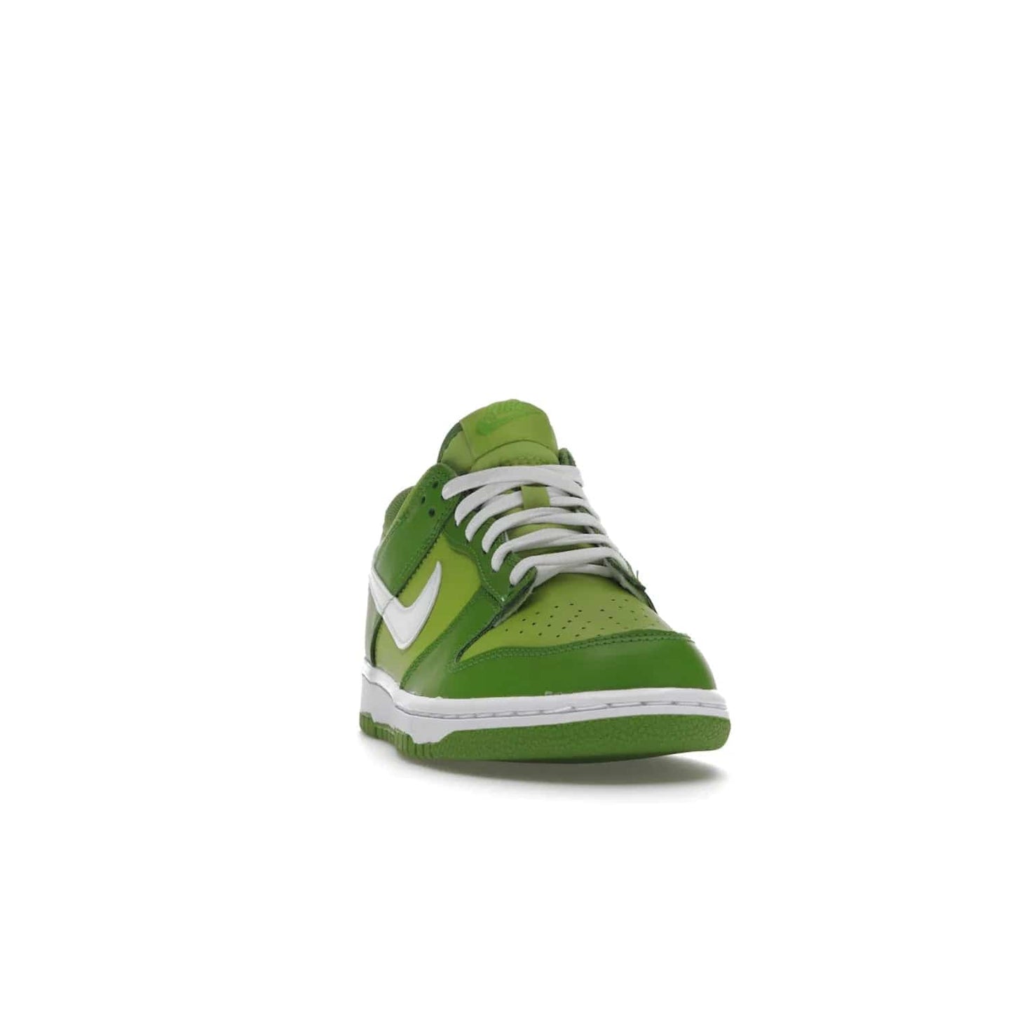 Nike Dunk Low Chlorophyll (GS) - Image 8 - Only at www.BallersClubKickz.com - Grade schoolers release the Nike Dunk Low Chlorophyll (GS) featuring a vivid green leather base with chlorophyll green overlays, plus Nike branding in chlorophyll green. White midsole and outsole complete the design. Released Jan 2022.