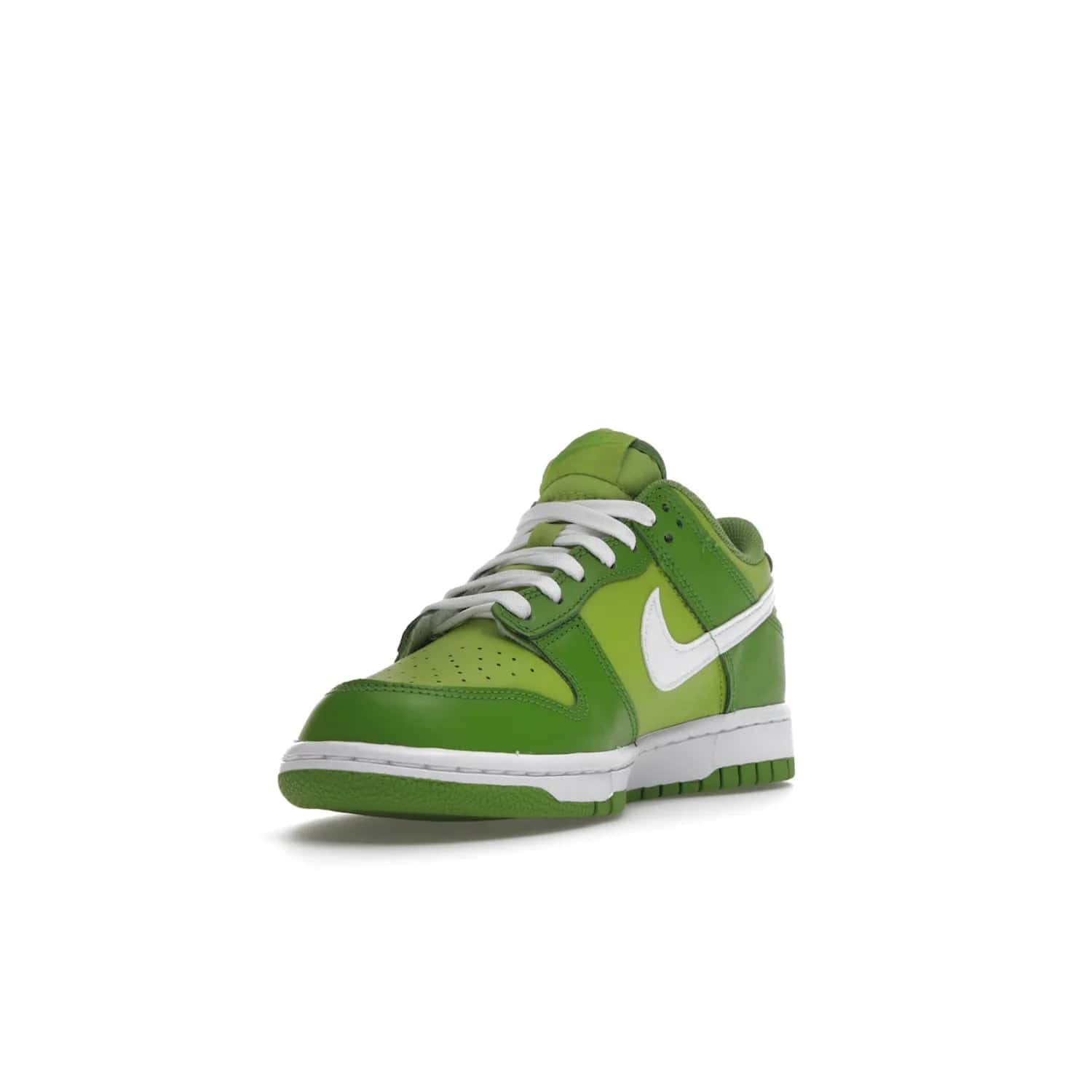 Nike Dunk Low Chlorophyll (GS) - Image 13 - Only at www.BallersClubKickz.com - Grade schoolers release the Nike Dunk Low Chlorophyll (GS) featuring a vivid green leather base with chlorophyll green overlays, plus Nike branding in chlorophyll green. White midsole and outsole complete the design. Released Jan 2022.