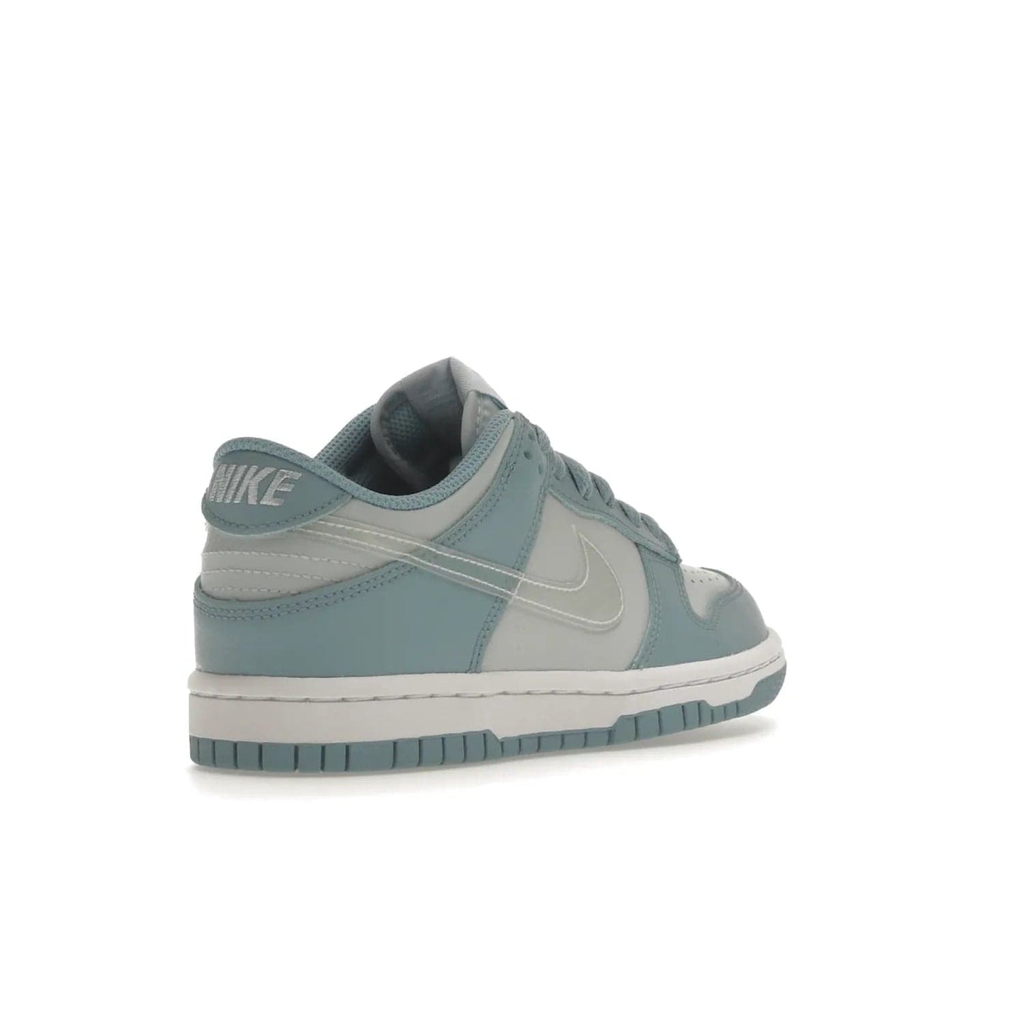 Nike Dunk Low Clear Blue Swoosh (GS) - Image 32 - Only at www.BallersClubKickz.com - Glimmer with style in Nike Dunk Low Clear Blue (GS). Tumbled leather and Worn Blue overlays combine for a stunning finish, topped with a Clear TPU Swoosh. White and Worn Blue Air sole complete this cool and affordable design for kids.