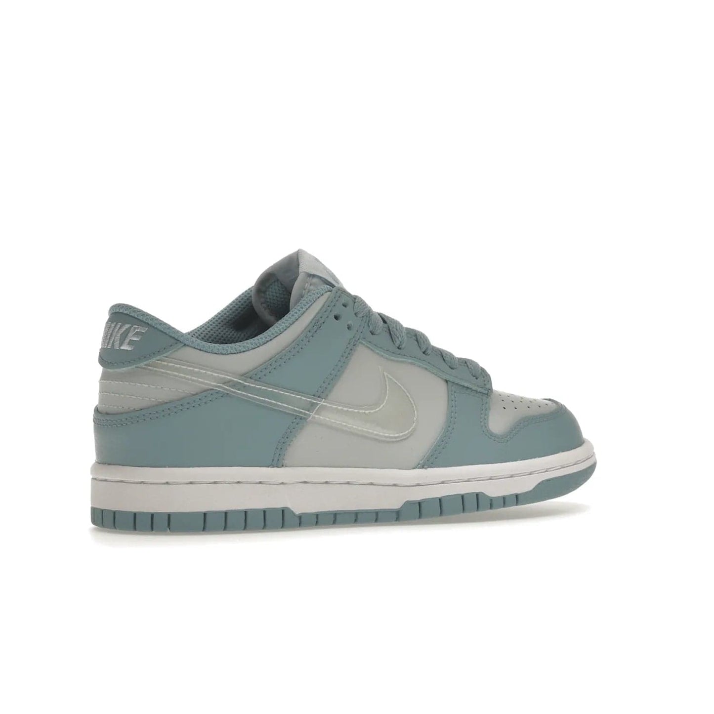 Nike Dunk Low Clear Blue Swoosh (GS) - Image 34 - Only at www.BallersClubKickz.com - Glimmer with style in Nike Dunk Low Clear Blue (GS). Tumbled leather and Worn Blue overlays combine for a stunning finish, topped with a Clear TPU Swoosh. White and Worn Blue Air sole complete this cool and affordable design for kids.
