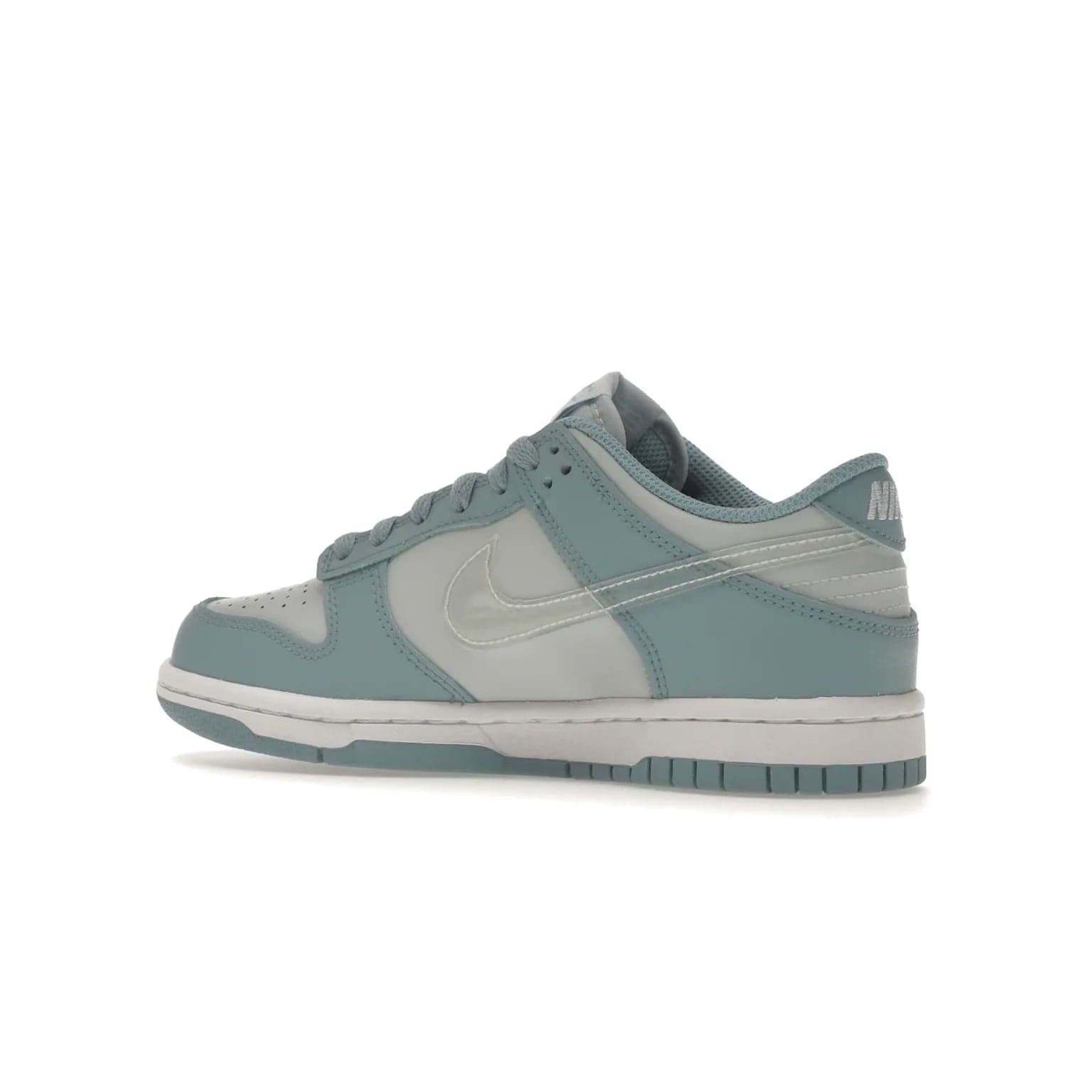 Nike Dunk Low Clear Blue Swoosh (GS) - Image 22 - Only at www.BallersClubKickz.com - Glimmer with style in Nike Dunk Low Clear Blue (GS). Tumbled leather and Worn Blue overlays combine for a stunning finish, topped with a Clear TPU Swoosh. White and Worn Blue Air sole complete this cool and affordable design for kids.