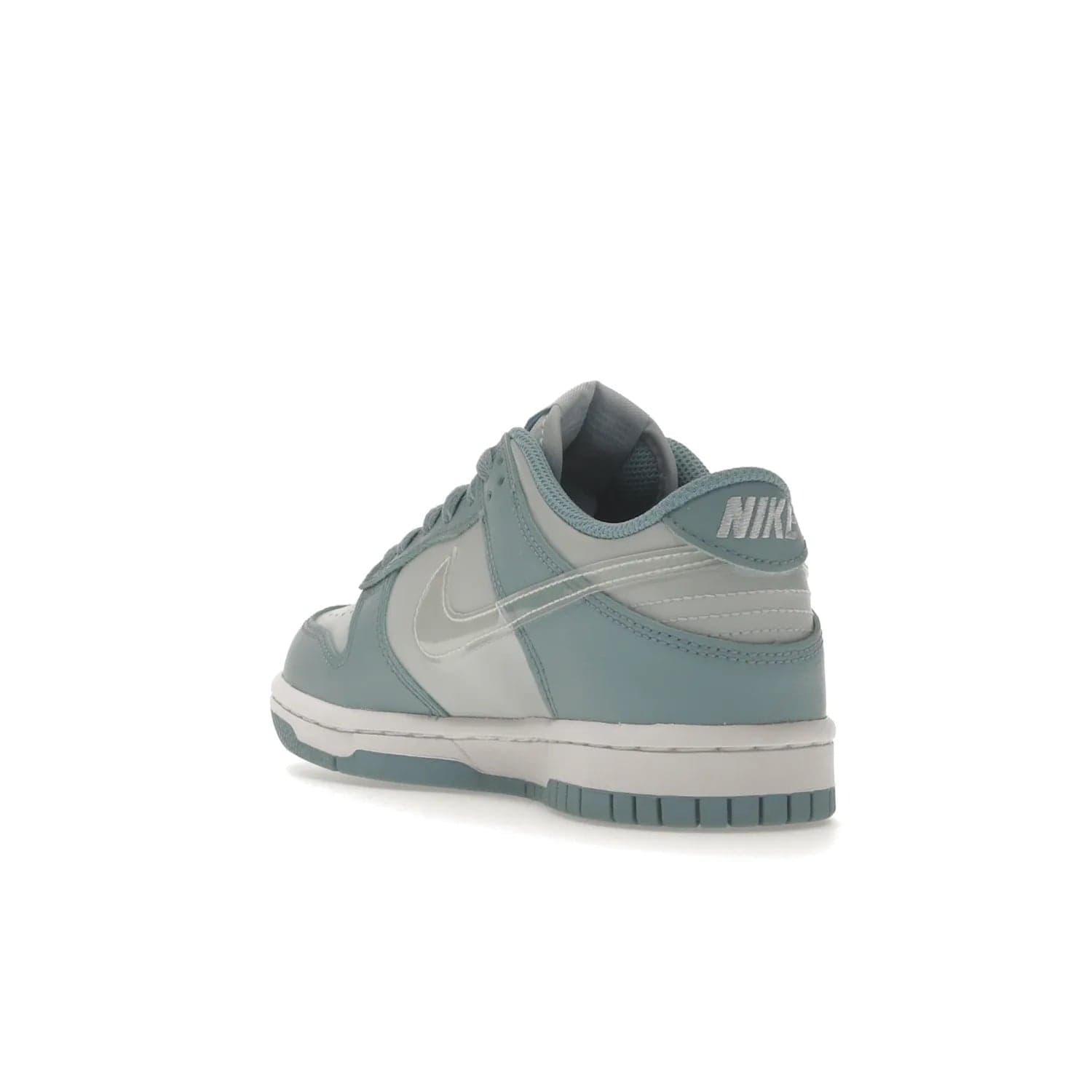 Nike Dunk Low Clear Blue Swoosh (GS) - Image 25 - Only at www.BallersClubKickz.com - Glimmer with style in Nike Dunk Low Clear Blue (GS). Tumbled leather and Worn Blue overlays combine for a stunning finish, topped with a Clear TPU Swoosh. White and Worn Blue Air sole complete this cool and affordable design for kids.