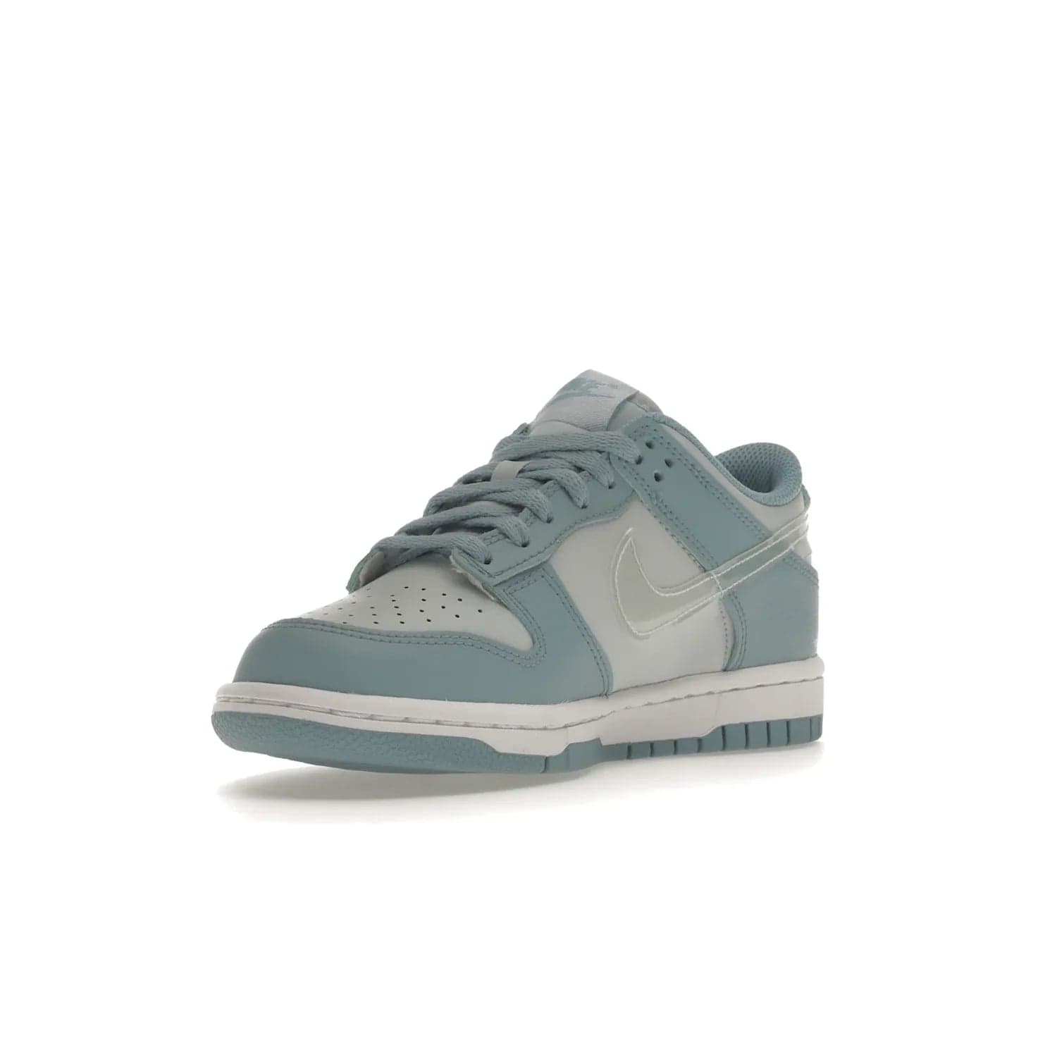 Nike Dunk Low Clear Blue Swoosh (GS) - Image 14 - Only at www.BallersClubKickz.com - Glimmer with style in Nike Dunk Low Clear Blue (GS). Tumbled leather and Worn Blue overlays combine for a stunning finish, topped with a Clear TPU Swoosh. White and Worn Blue Air sole complete this cool and affordable design for kids.