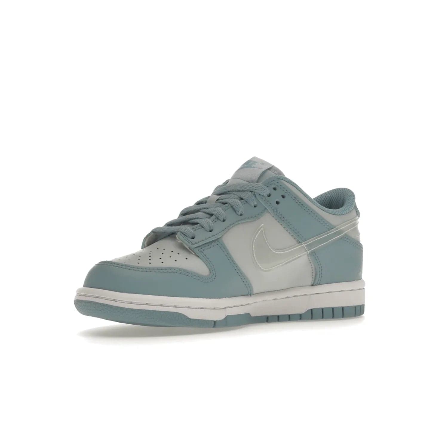 Nike Dunk Low Clear Blue Swoosh (GS) - Image 15 - Only at www.BallersClubKickz.com - Glimmer with style in Nike Dunk Low Clear Blue (GS). Tumbled leather and Worn Blue overlays combine for a stunning finish, topped with a Clear TPU Swoosh. White and Worn Blue Air sole complete this cool and affordable design for kids.