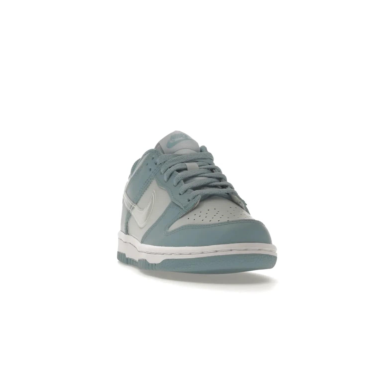 Nike Dunk Low Clear Blue Swoosh (GS) - Image 8 - Only at www.BallersClubKickz.com - Glimmer with style in Nike Dunk Low Clear Blue (GS). Tumbled leather and Worn Blue overlays combine for a stunning finish, topped with a Clear TPU Swoosh. White and Worn Blue Air sole complete this cool and affordable design for kids.