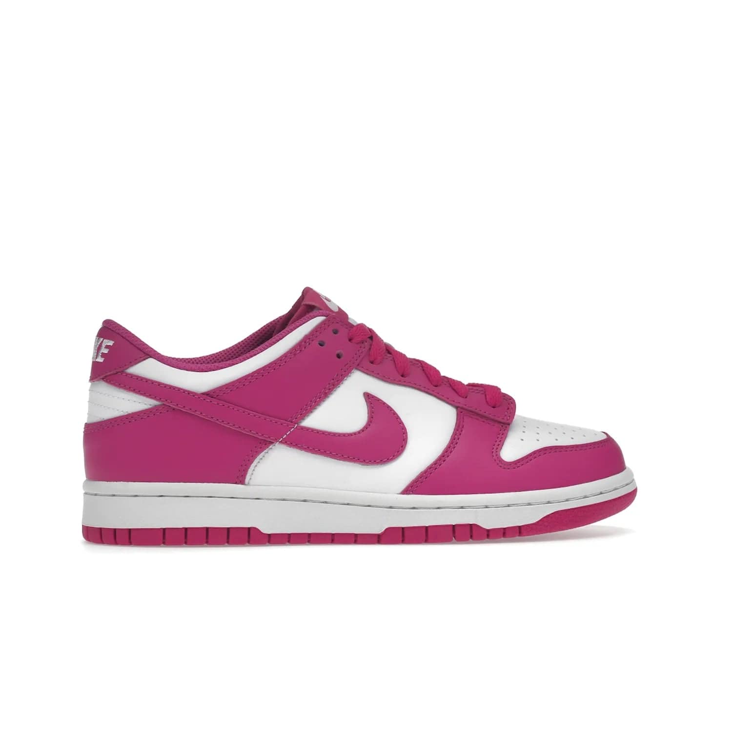 Nike Dunk Low Active Fuchsia (GS) - Image 36 - Only at www.BallersClubKickz.com - The Nike Dunk Low Active Fuchsia (GS) features a classic Dunk Low silhouette and vibrant fuchsia accents. Perfect for kids who love style. Available March 1st 2023.
