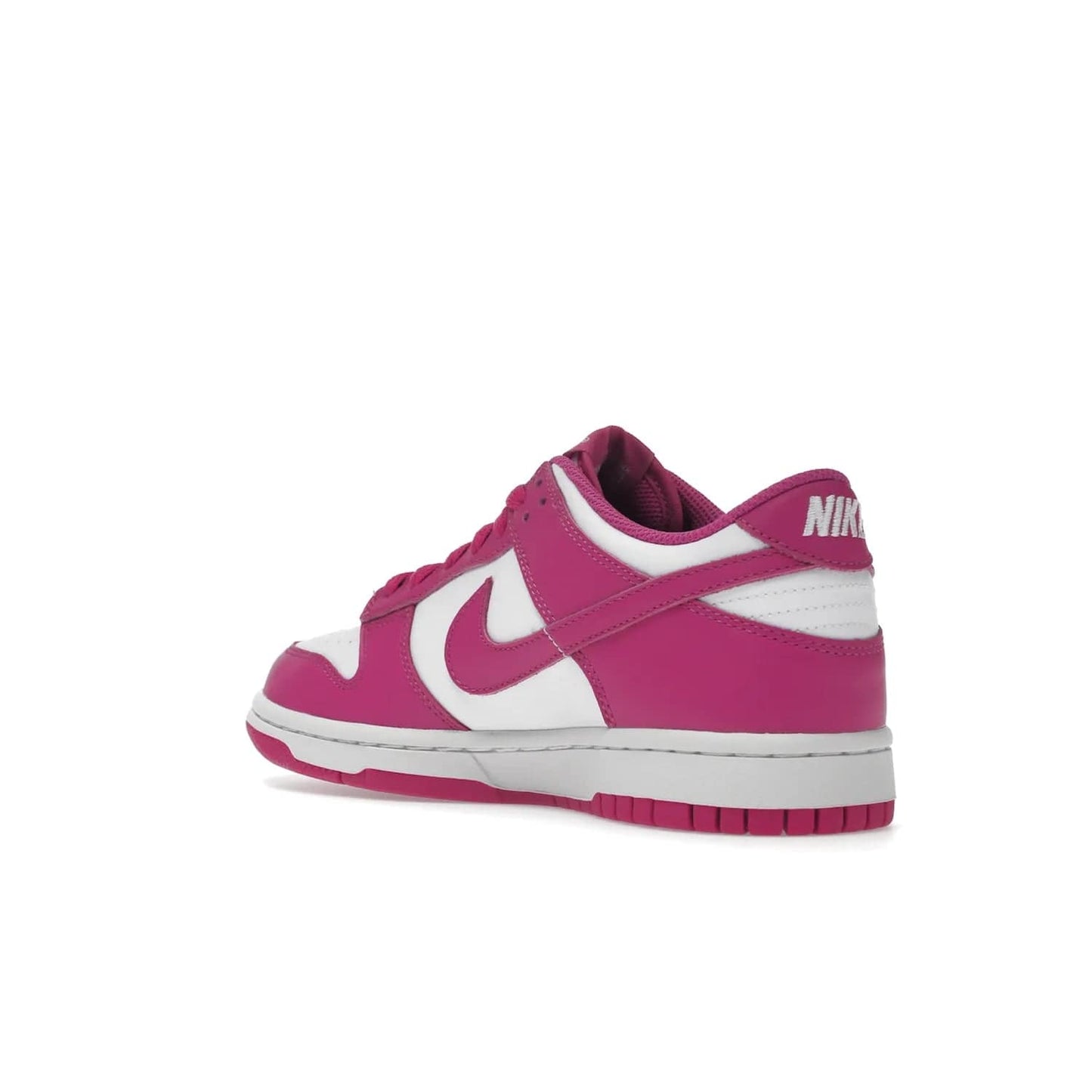 Nike Dunk Low Active Fuchsia (GS) - Image 24 - Only at www.BallersClubKickz.com - The Nike Dunk Low Active Fuchsia (GS) features a classic Dunk Low silhouette and vibrant fuchsia accents. Perfect for kids who love style. Available March 1st 2023.