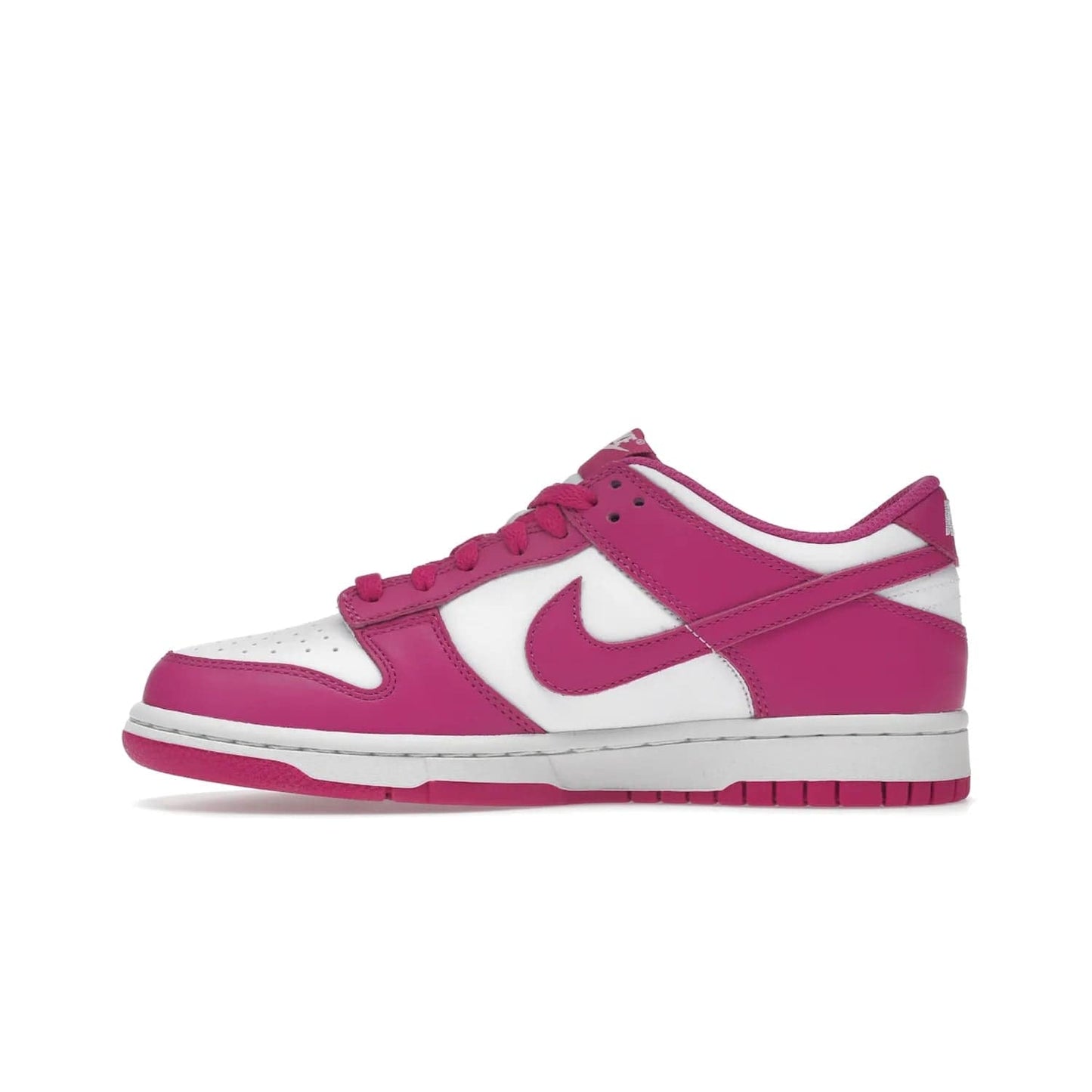 Nike Dunk Low Active Fuchsia (GS) - Image 19 - Only at www.BallersClubKickz.com - The Nike Dunk Low Active Fuchsia (GS) features a classic Dunk Low silhouette and vibrant fuchsia accents. Perfect for kids who love style. Available March 1st 2023.