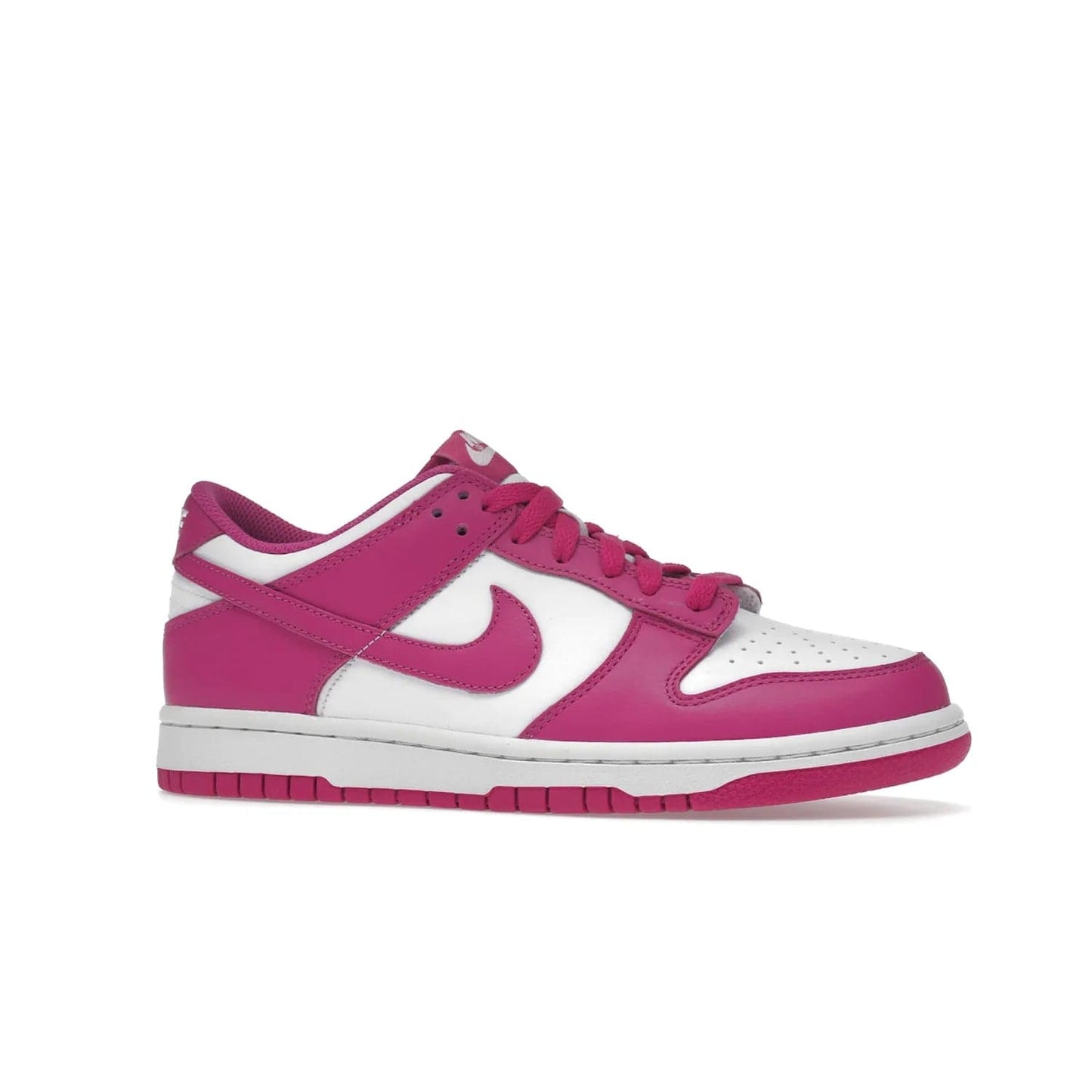 Nike Dunk Low Active Fuchsia (GS) - Image 3 - Only at www.BallersClubKickz.com - The Nike Dunk Low Active Fuchsia (GS) features a classic Dunk Low silhouette and vibrant fuchsia accents. Perfect for kids who love style. Available March 1st 2023.