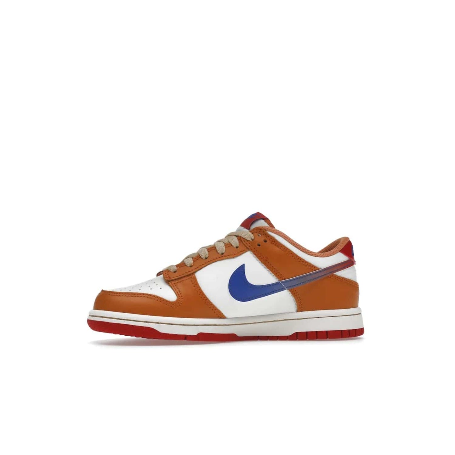Nike Dunk Low Hot Curry Game Royal (GS) - Image 18 - Only at www.BallersClubKickz.com - Shop the Nike Dunk Low Hot Curry Game Royal GS and rock a classic color scheme to represent the New York Knicks. Featuring a smooth leather upper, retro Nike branding and a low cut collar and rubber cup sole for comfort and protection. Get yours on September 7 at $85.