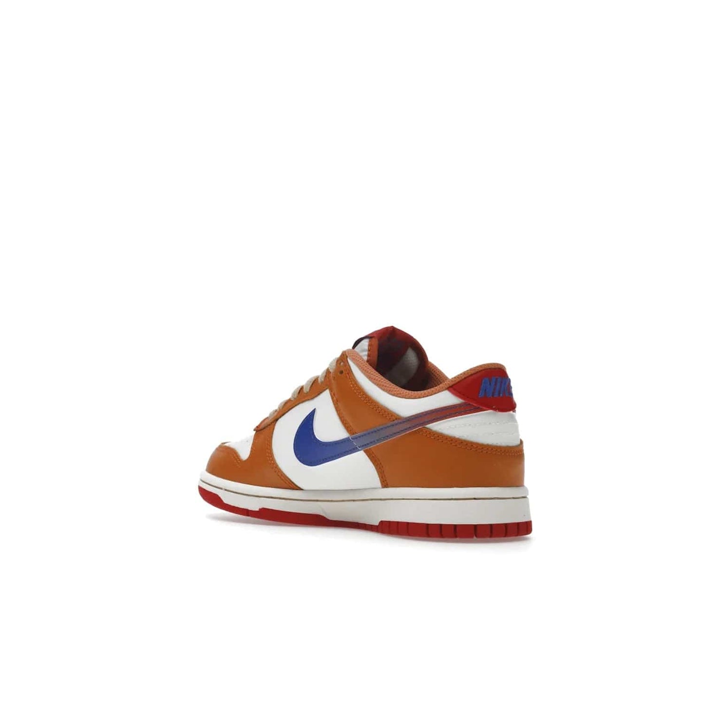 Nike Dunk Low Hot Curry Game Royal (GS) - Image 24 - Only at www.BallersClubKickz.com - Shop the Nike Dunk Low Hot Curry Game Royal GS and rock a classic color scheme to represent the New York Knicks. Featuring a smooth leather upper, retro Nike branding and a low cut collar and rubber cup sole for comfort and protection. Get yours on September 7 at $85.
