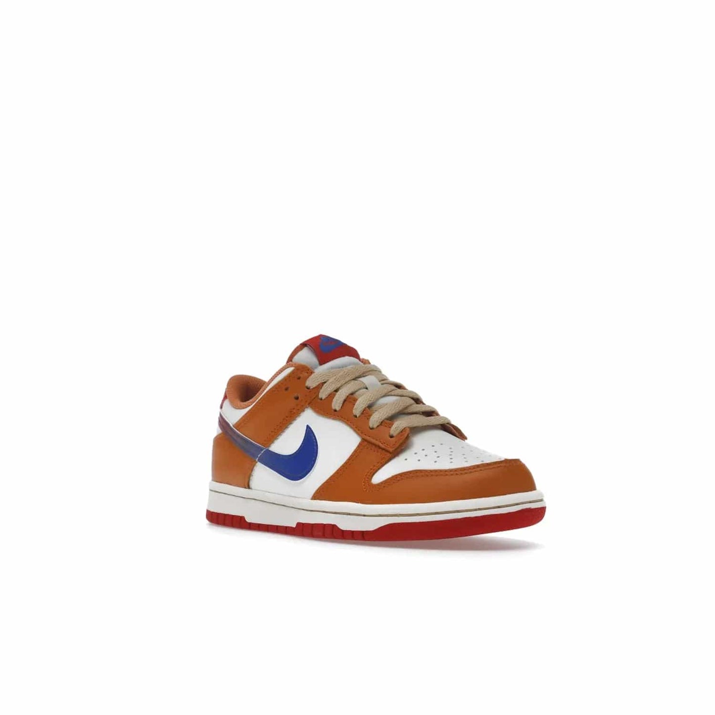 Nike Dunk Low Hot Curry Game Royal (GS) - Image 6 - Only at www.BallersClubKickz.com - Shop the Nike Dunk Low Hot Curry Game Royal GS and rock a classic color scheme to represent the New York Knicks. Featuring a smooth leather upper, retro Nike branding and a low cut collar and rubber cup sole for comfort and protection. Get yours on September 7 at $85.