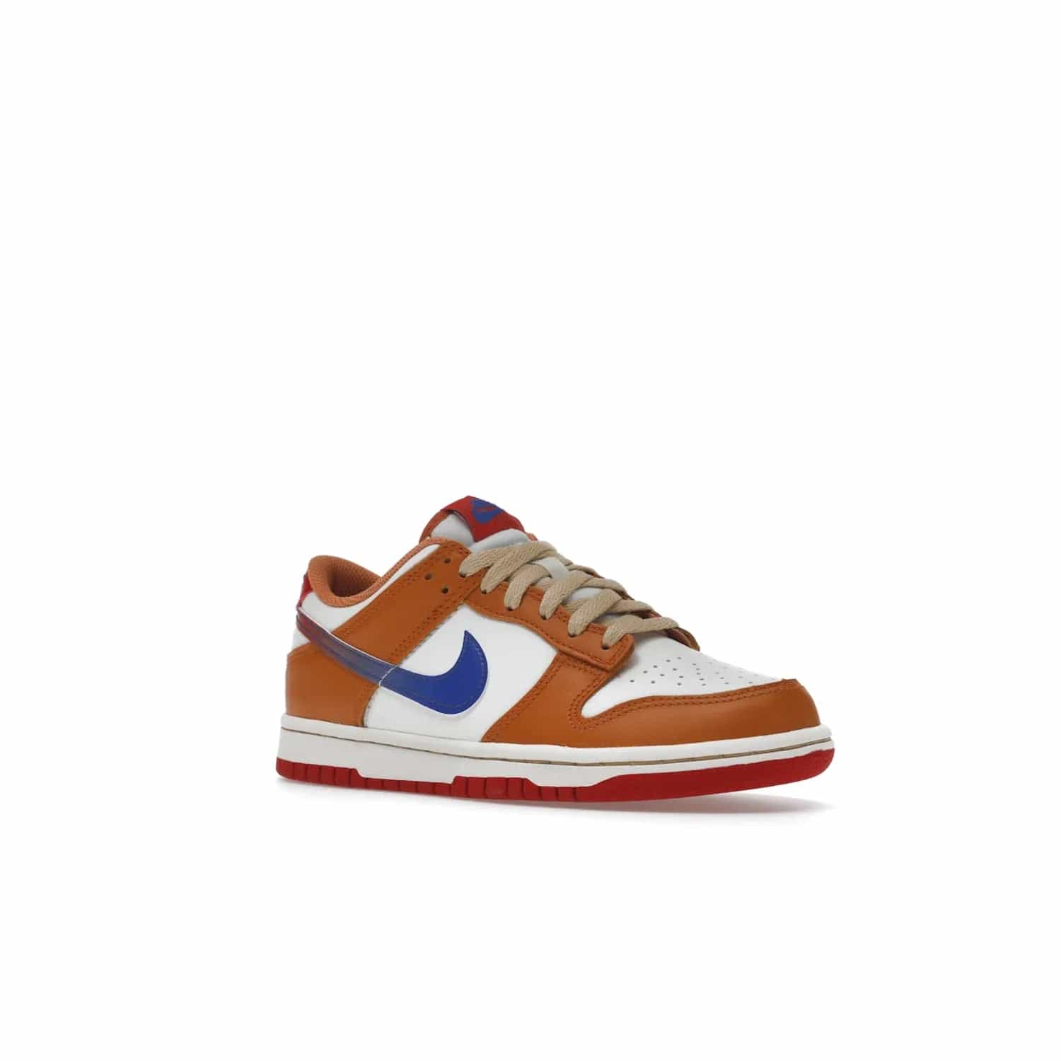 Nike Dunk Low Hot Curry Game Royal (GS) - Image 5 - Only at www.BallersClubKickz.com - Shop the Nike Dunk Low Hot Curry Game Royal GS and rock a classic color scheme to represent the New York Knicks. Featuring a smooth leather upper, retro Nike branding and a low cut collar and rubber cup sole for comfort and protection. Get yours on September 7 at $85.