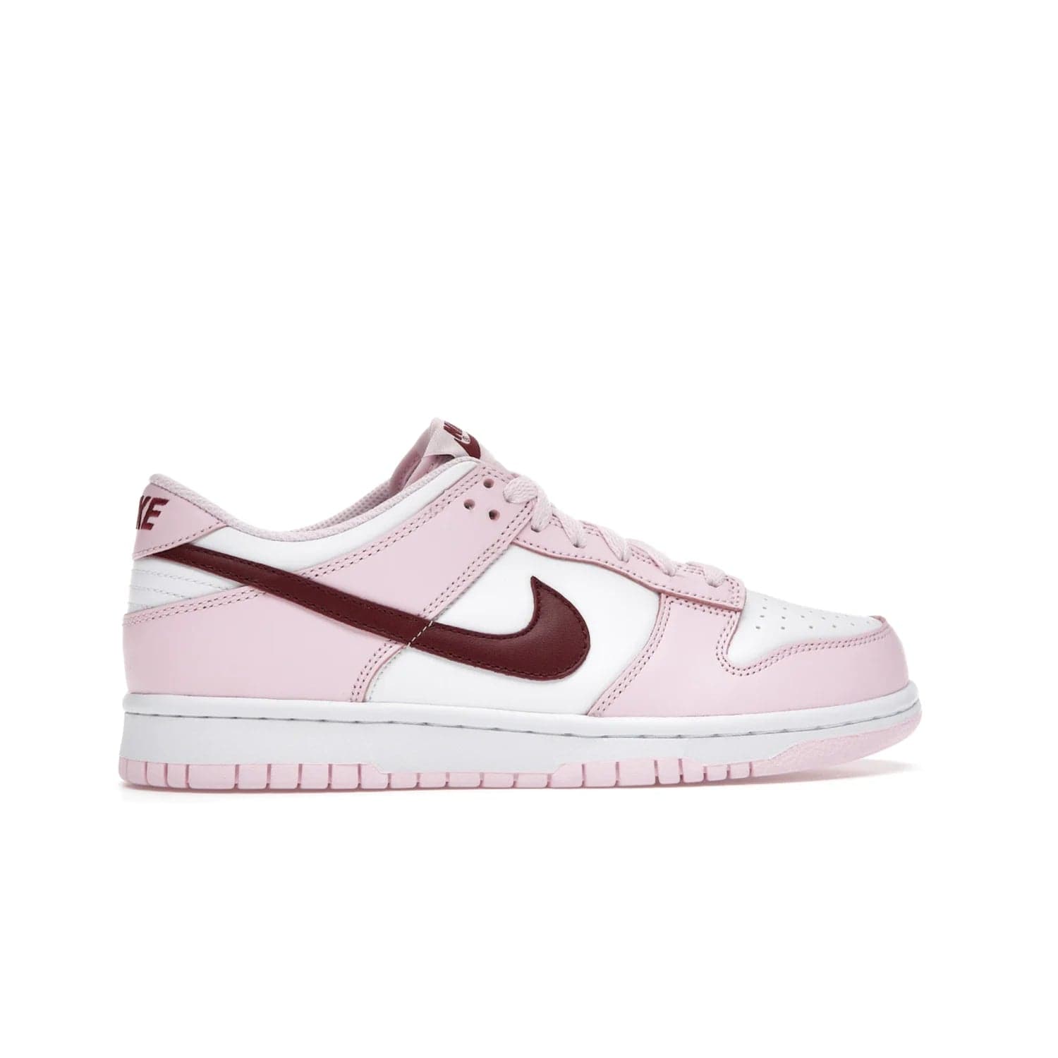 Nike Dunk Low Pink Foam Red White (GS) - Image 36 - Only at www.BallersClubKickz.com - #
Introducing the daring and stylish Nike Dunk Low Pink Foam Red White (GS) sneaker for grade schoolers. White leather with pink overlays and Dark Beetroot accents, classic Nike Dunk midsole and pink outsole. Released August 2021 for $85.