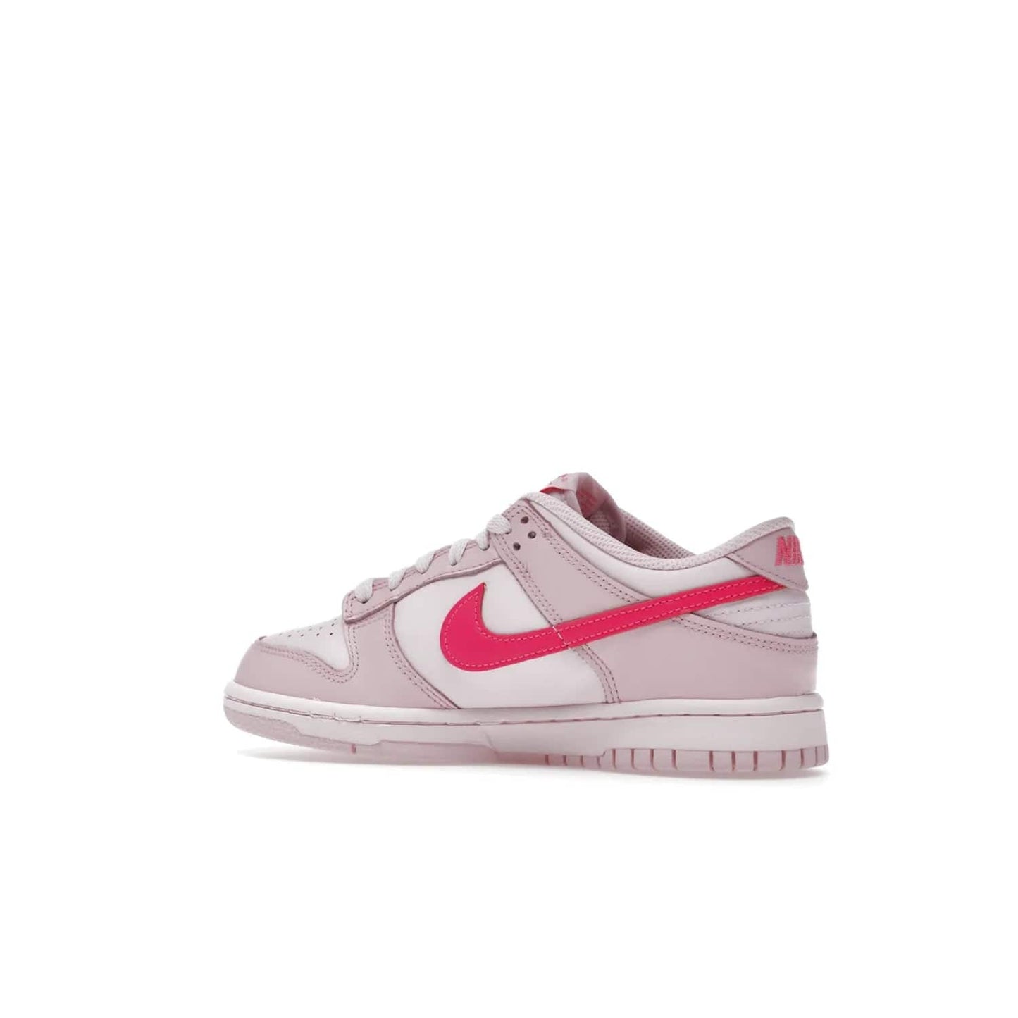 Nike Dunk Low Triple Pink (GS) - Image 22 - Only at www.BallersClubKickz.com - The Nike Dunk Low Triple Pink provides bold style in GS sizing. Featuring 3 distinct shades of pink and Nike branding, the shoe stands out.