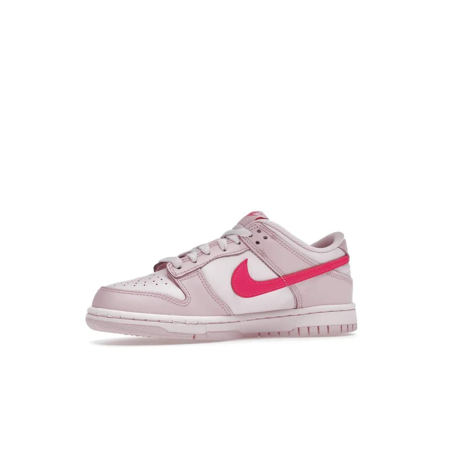 Nike Dunk Low Triple Pink (GS) - Image 17 - Only at www.BallersClubKickz.com - The Nike Dunk Low Triple Pink provides bold style in GS sizing. Featuring 3 distinct shades of pink and Nike branding, the shoe stands out.