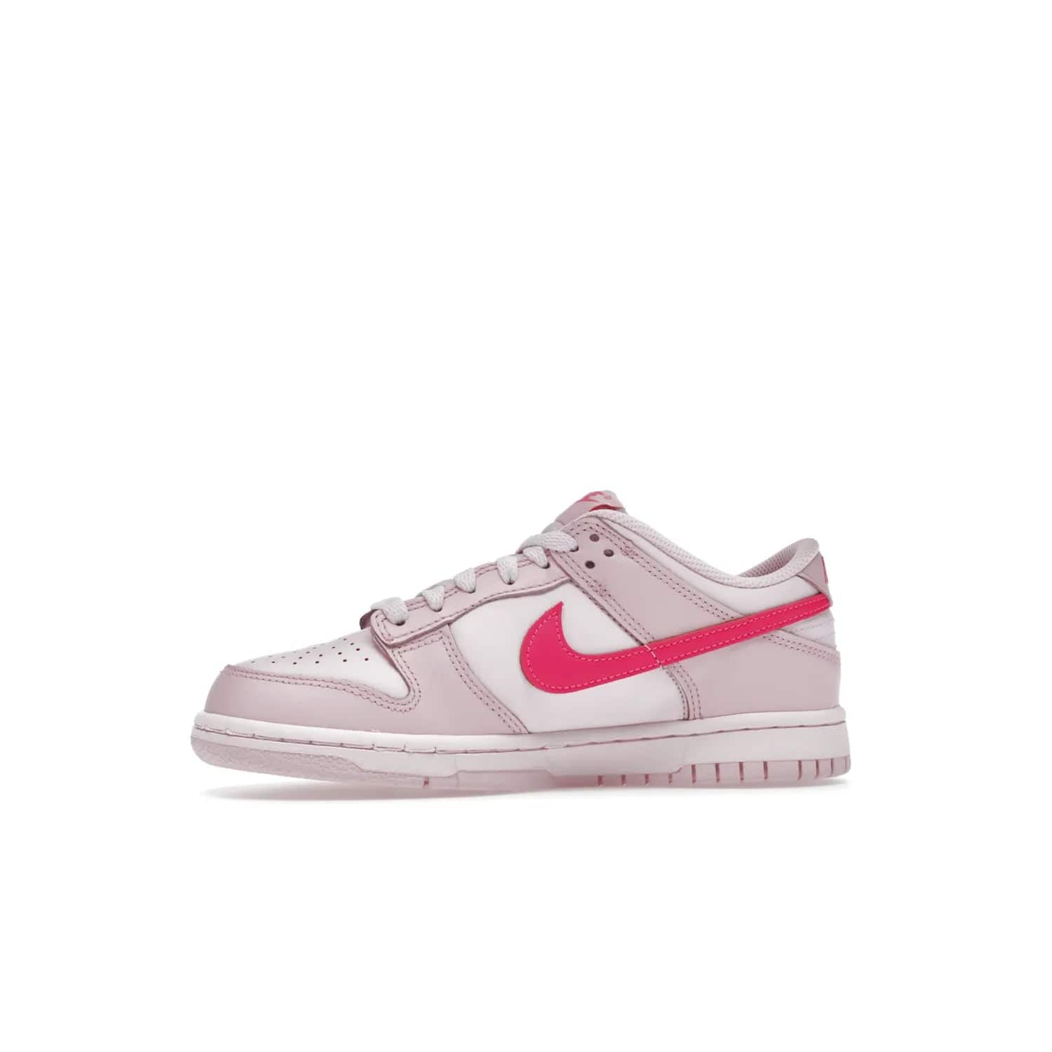 Nike Dunk Low Triple Pink (GS) - Image 18 - Only at www.BallersClubKickz.com - The Nike Dunk Low Triple Pink provides bold style in GS sizing. Featuring 3 distinct shades of pink and Nike branding, the shoe stands out.