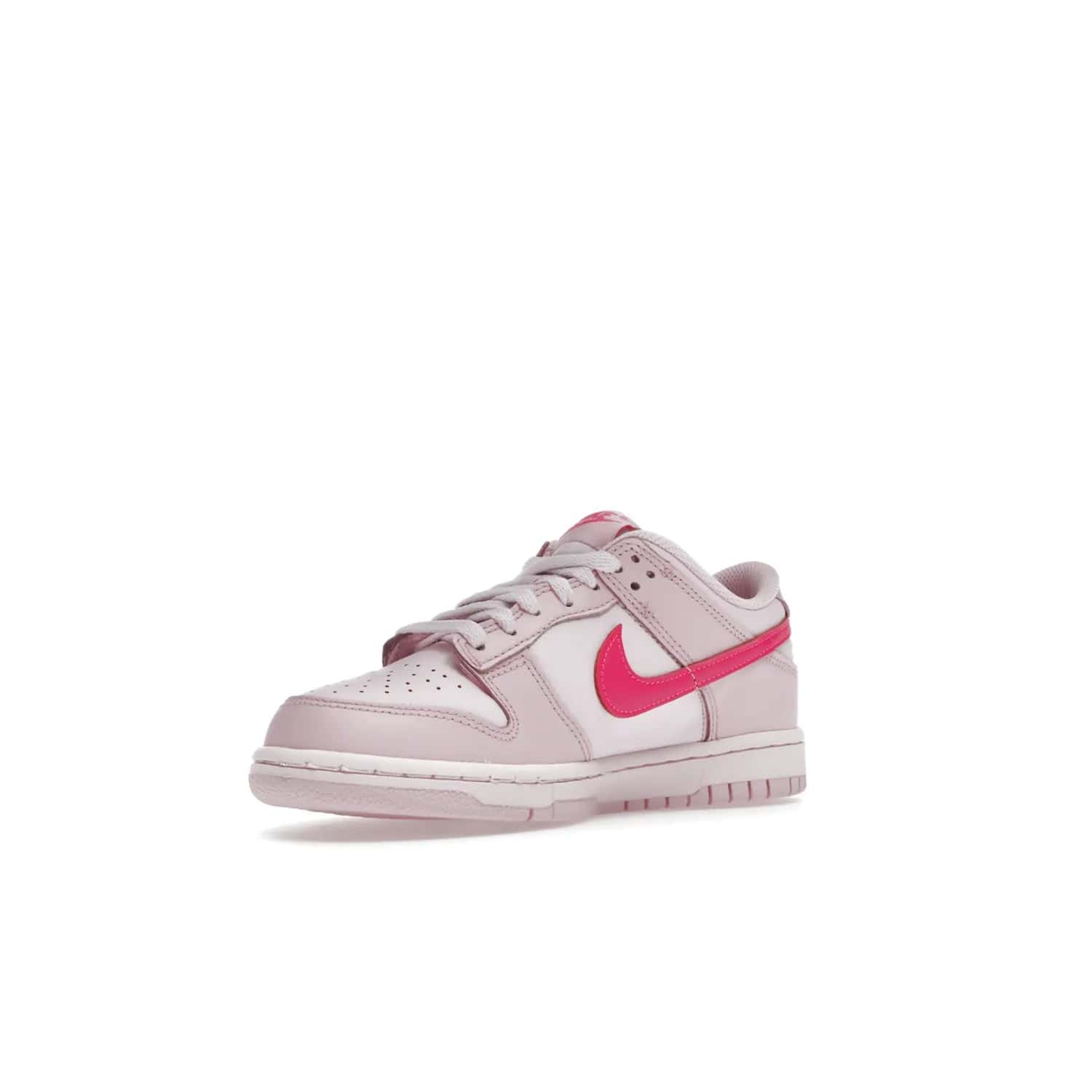 Nike Dunk Low Triple Pink (GS) - Image 15 - Only at www.BallersClubKickz.com - The Nike Dunk Low Triple Pink provides bold style in GS sizing. Featuring 3 distinct shades of pink and Nike branding, the shoe stands out.