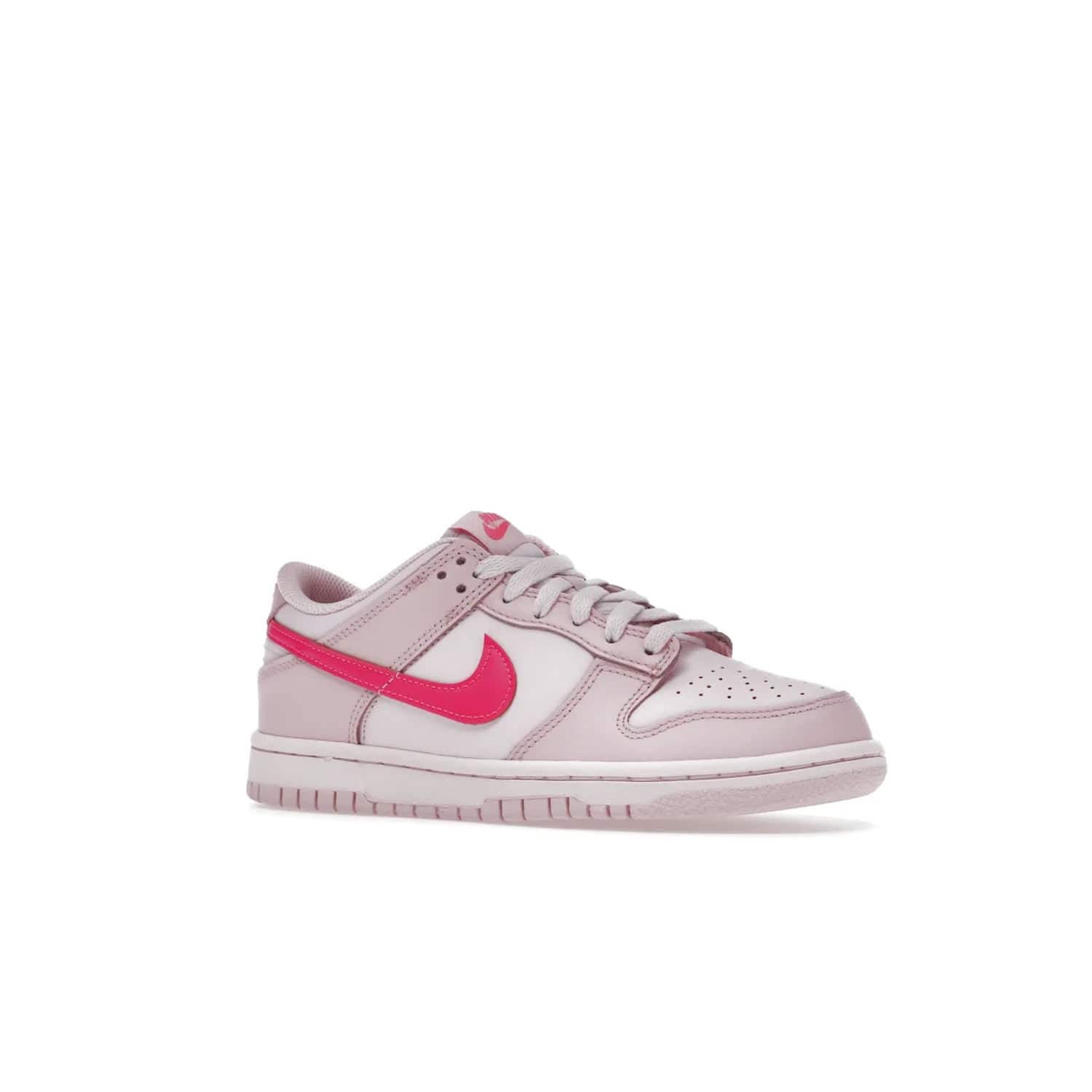 Nike Dunk Low Triple Pink (GS) - Image 4 - Only at www.BallersClubKickz.com - The Nike Dunk Low Triple Pink provides bold style in GS sizing. Featuring 3 distinct shades of pink and Nike branding, the shoe stands out.