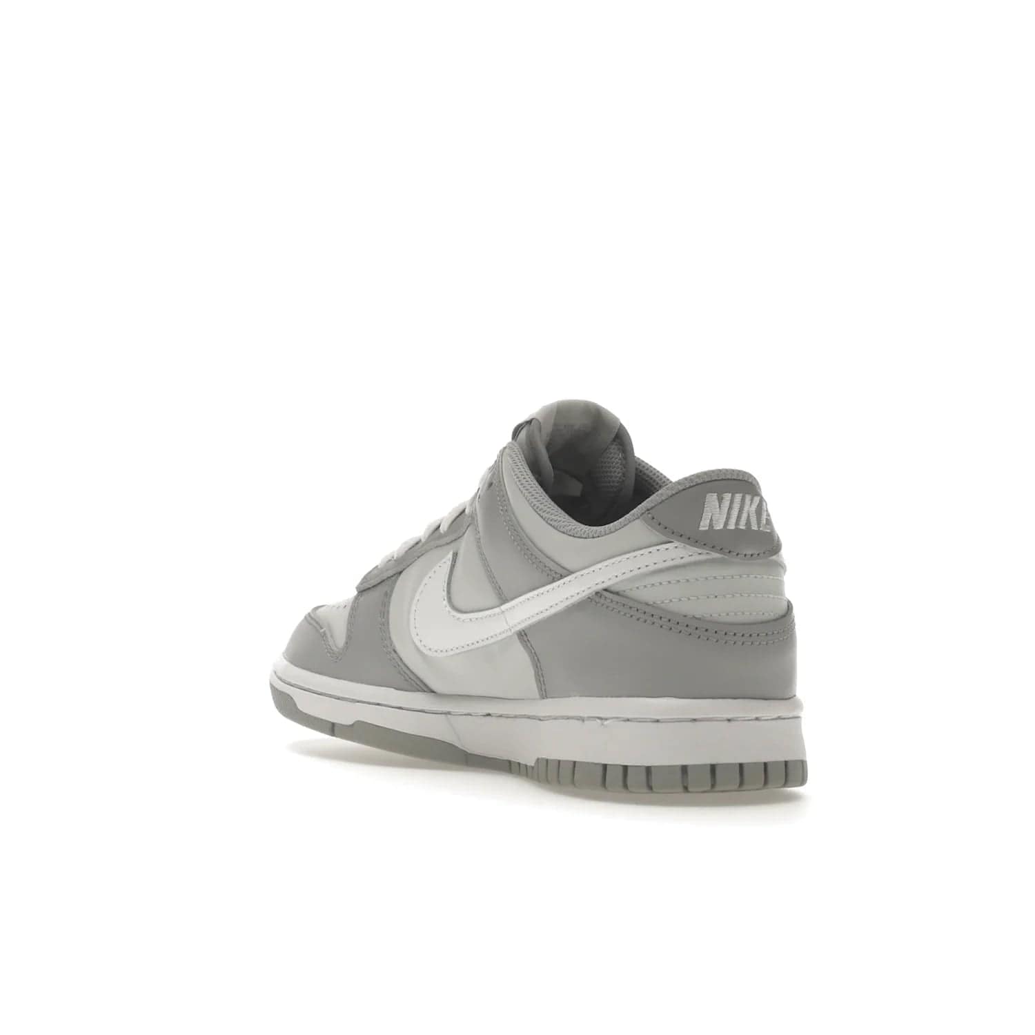 Nike Dunk Low Two-Toned Grey (GS) - Image 25 - Only at www.BallersClubKickz.com - Stylish Nike Dunk Low GS Two-Toned Grey featuring leather build, light/dark grey shades, white Swoosh logo & gray rubber outsole. Get ready to make a statement with this timeless classic released in March 2022.