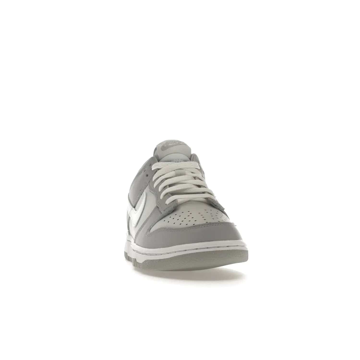 Nike Dunk Low Two-Toned Grey (GS) - Image 9 - Only at www.BallersClubKickz.com - Stylish Nike Dunk Low GS Two-Toned Grey featuring leather build, light/dark grey shades, white Swoosh logo & gray rubber outsole. Get ready to make a statement with this timeless classic released in March 2022.