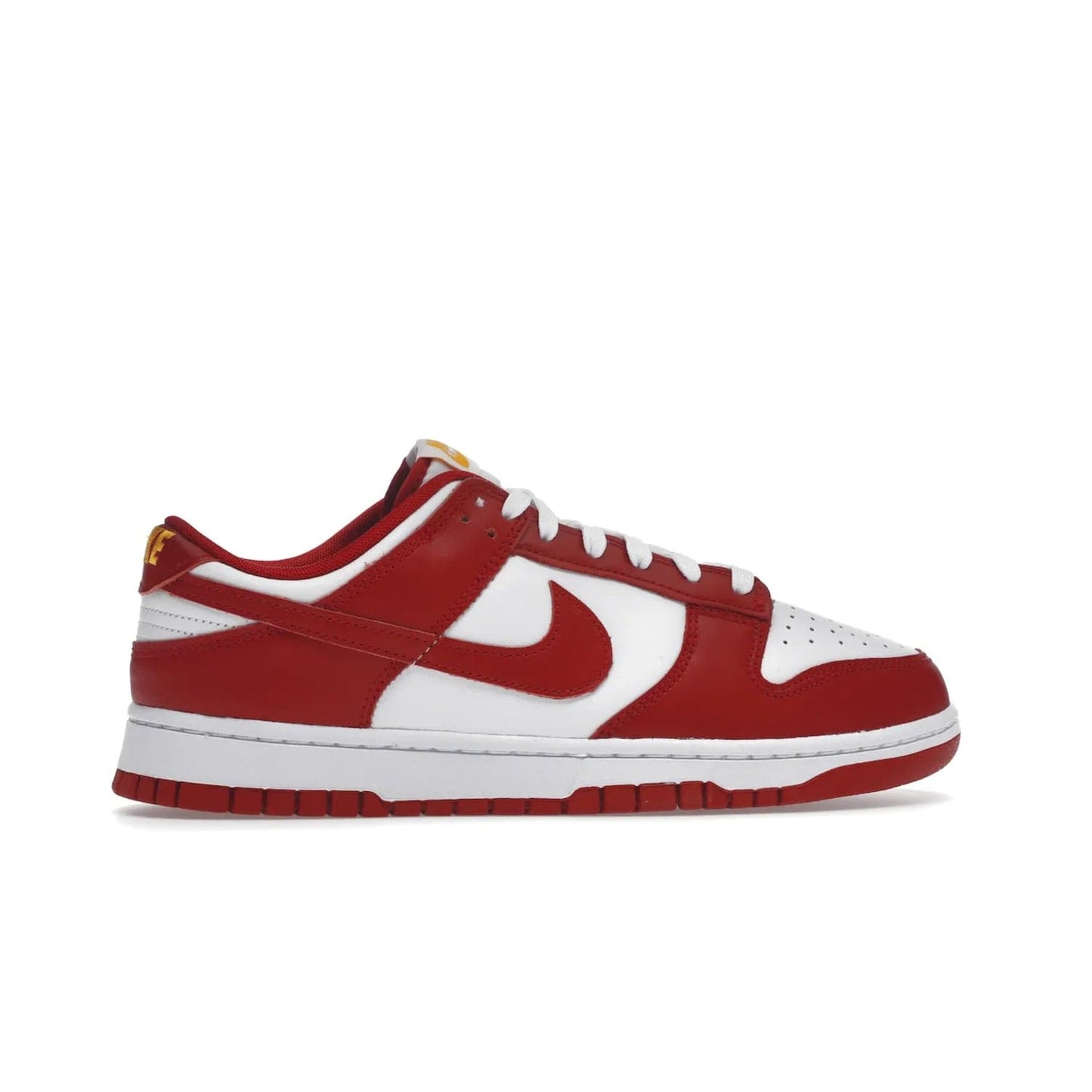 Nike Dunk Low USC - Image 36 - Only at www.BallersClubKickz.com - The Nike Dunk Low USC DD1391-602 colorway captures the eye of University of Southern California fans. Crafted with leather and rubber upper and outsole, this stylish sneaker features a white, gym red, and yellow colorway. With yellow Nike branding, white perforated vamp, and red suede Swoosh, this sneaker turns heads. Get the classic Nike Dunk Low USC releasing on November 9th, 2022.