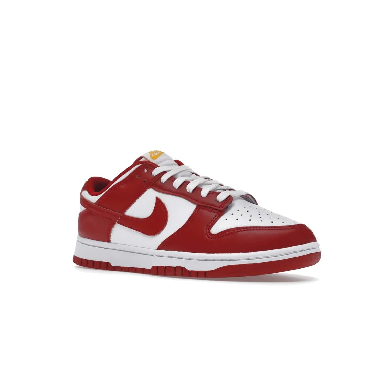 Nike Dunk Low USC - Image 5 - Only at www.BallersClubKickz.com - The Nike Dunk Low USC DD1391-602 colorway captures the eye of University of Southern California fans. Crafted with leather and rubber upper and outsole, this stylish sneaker features a white, gym red, and yellow colorway. With yellow Nike branding, white perforated vamp, and red suede Swoosh, this sneaker turns heads. Get the classic Nike Dunk Low USC releasing on November 9th, 2022.