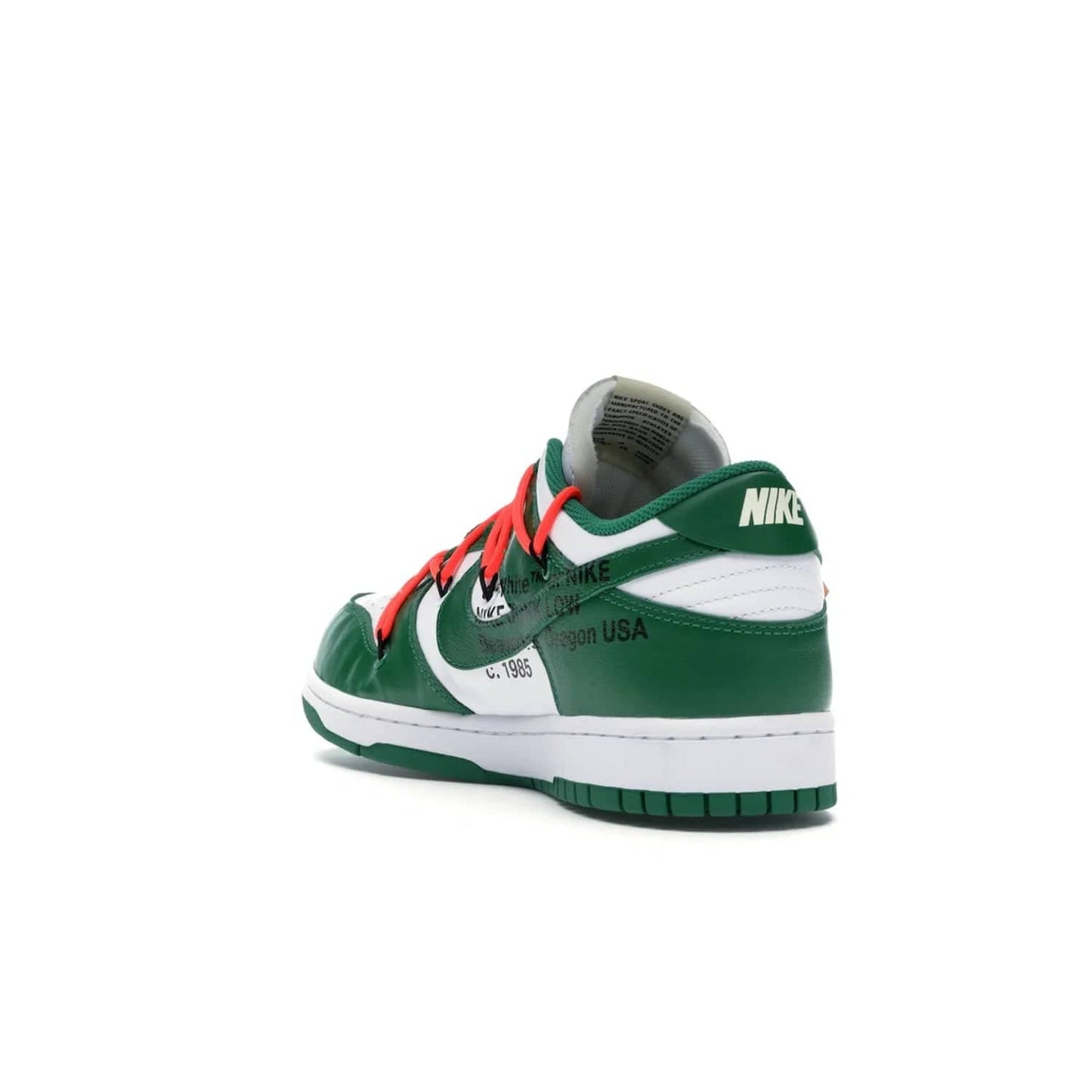 Nike Dunk Low Off-White Pine Green - Image 25 - Only at www.BallersClubKickz.com - The Nike Dunk Low Off-White Pine Green combines classic 1980s style with modern-day design. Featuring white leather uppers and pine green overlays, these classic kicks feature secondary lacing system, zip-ties and signature Off-White text. Releasing in December 2019, these shoes are a timeless classic for any wardrobe.