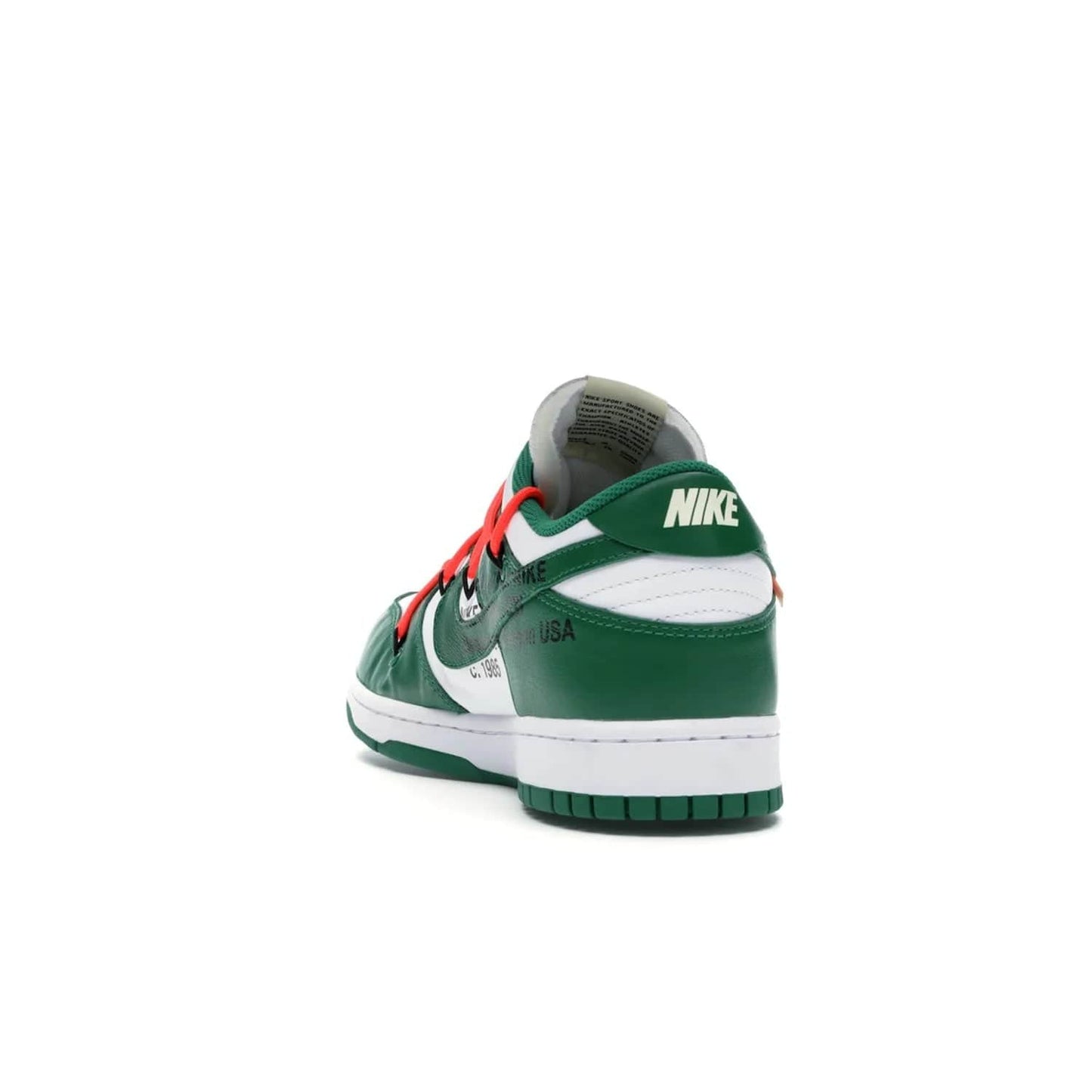 Nike Dunk Low Off-White Pine Green - Image 26 - Only at www.BallersClubKickz.com - The Nike Dunk Low Off-White Pine Green combines classic 1980s style with modern-day design. Featuring white leather uppers and pine green overlays, these classic kicks feature secondary lacing system, zip-ties and signature Off-White text. Releasing in December 2019, these shoes are a timeless classic for any wardrobe.