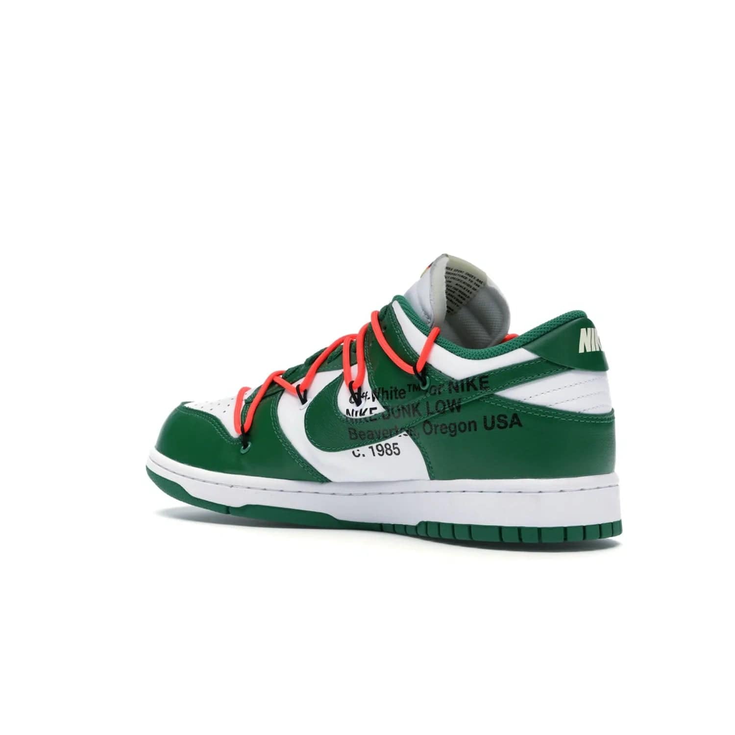 Nike Dunk Low Off-White Pine Green - Image 23 - Only at www.BallersClubKickz.com - The Nike Dunk Low Off-White Pine Green combines classic 1980s style with modern-day design. Featuring white leather uppers and pine green overlays, these classic kicks feature secondary lacing system, zip-ties and signature Off-White text. Releasing in December 2019, these shoes are a timeless classic for any wardrobe.